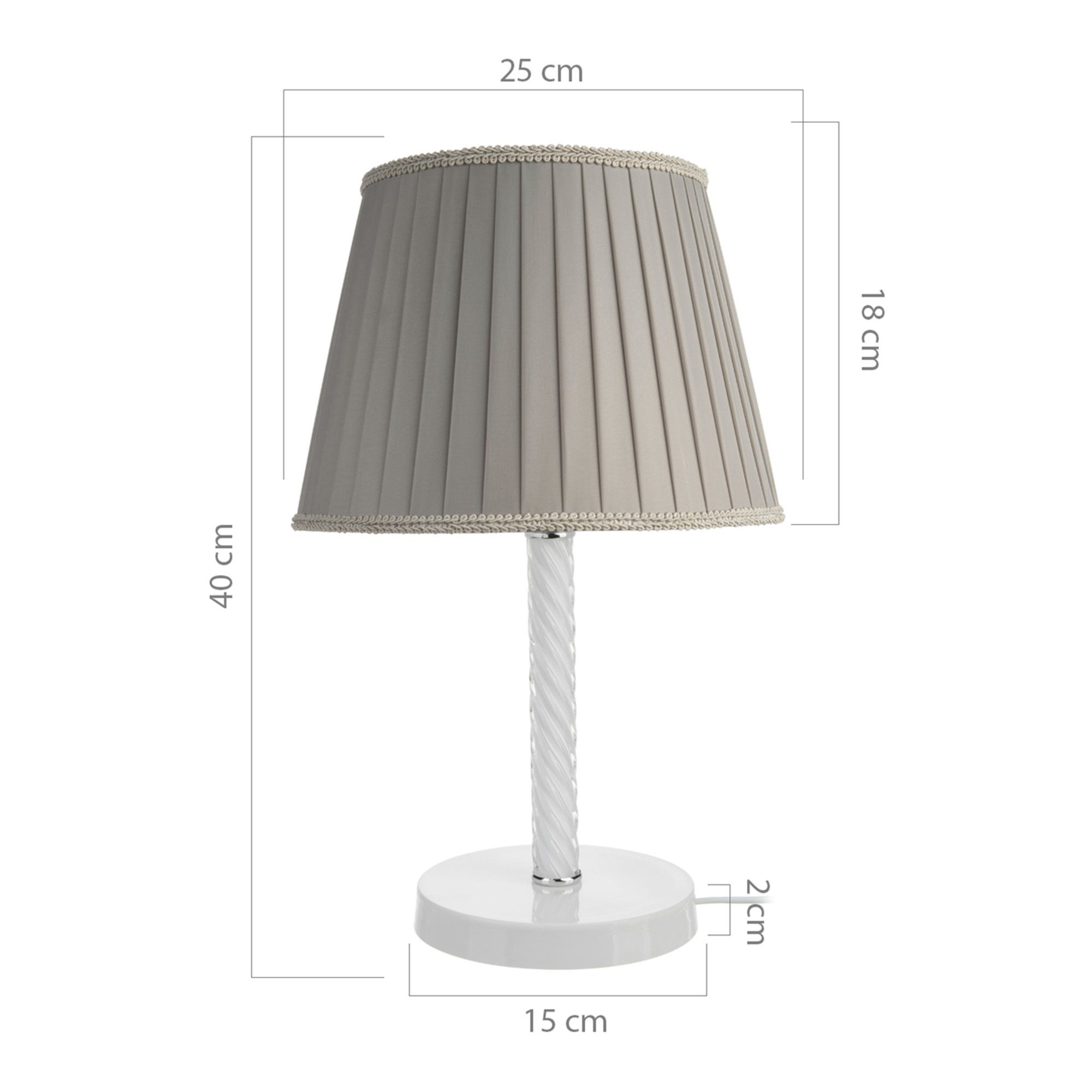 lux.pro Tischleuchte, ohne Leuchtmittel, Glas E27 »Kilbride« Metall Nachttischlampe Weiß/Sandfarben
