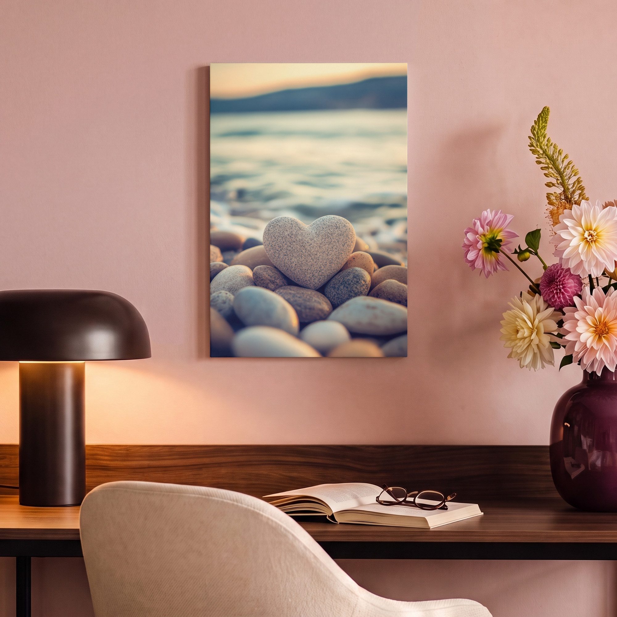 OneMillionCanvasses® Leinwandbild Herz - Steine - Natur - Kieselsteine - Zen - Kieselsteine, Fotodruck (1 St), Leinwand Canvas Wandbild, Wanddekoration 20x30 cm – Bild 4 von 5