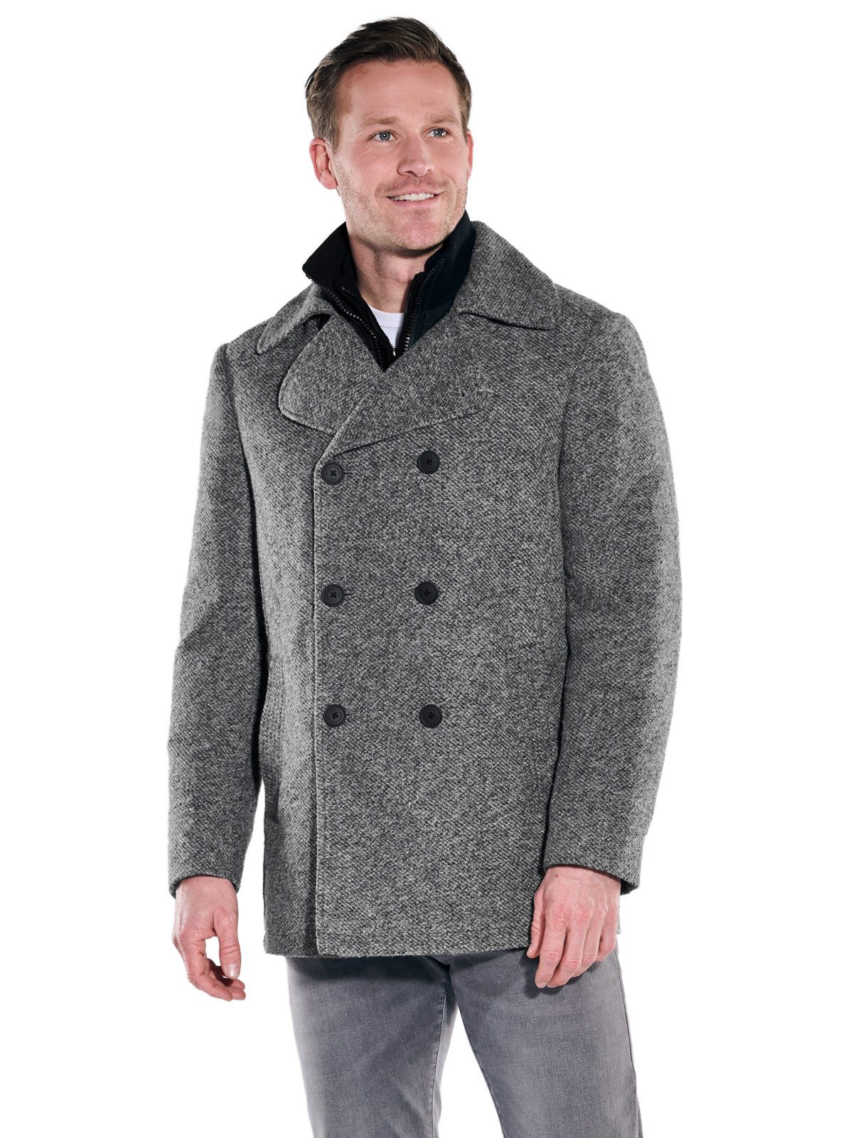Engbers Langjacke engbers Herren Kurzmantel im Caban-Design, Grau