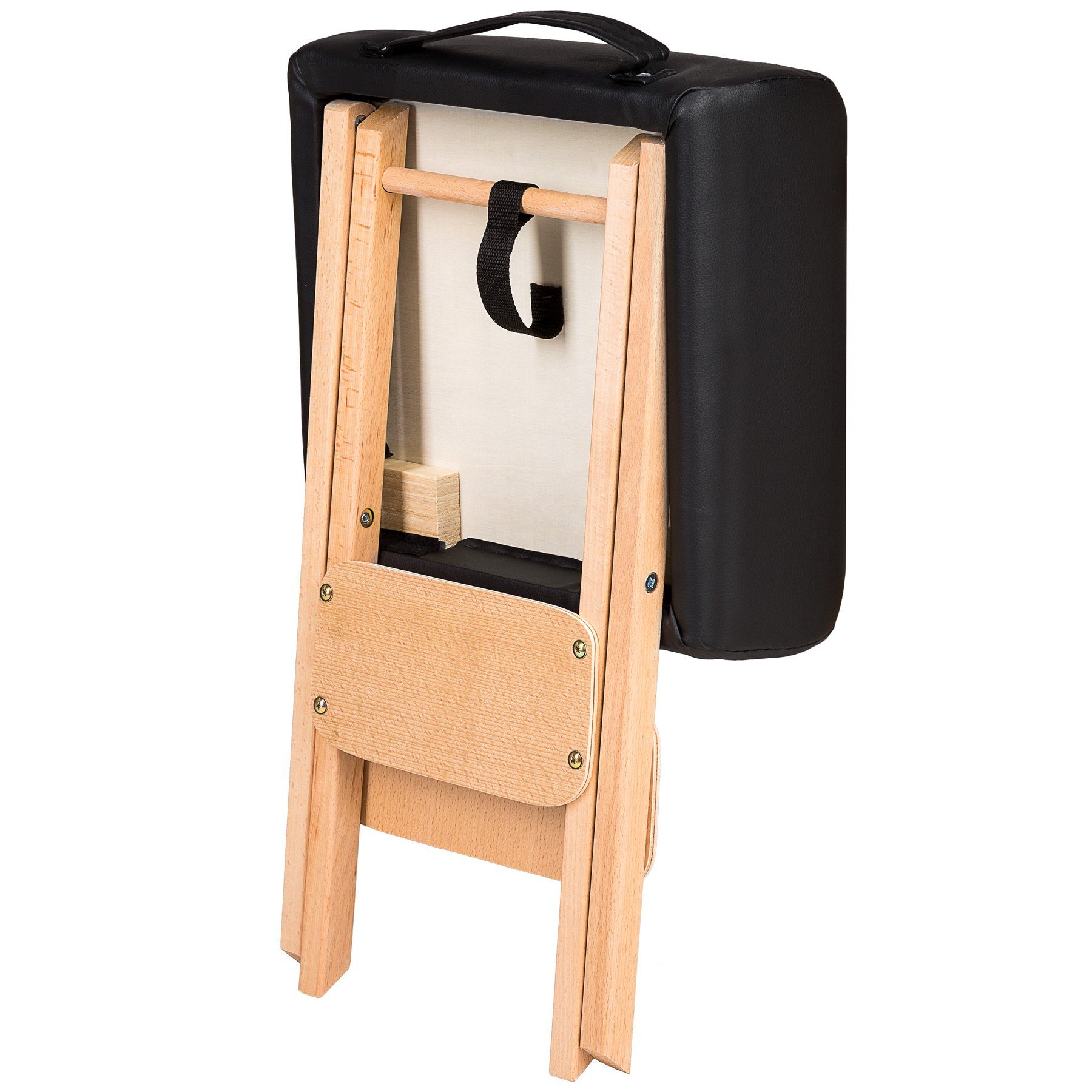 tectake Hocker Sitzhocker mit 2 Lagerungsrollen, aus Holz und Kunstleder