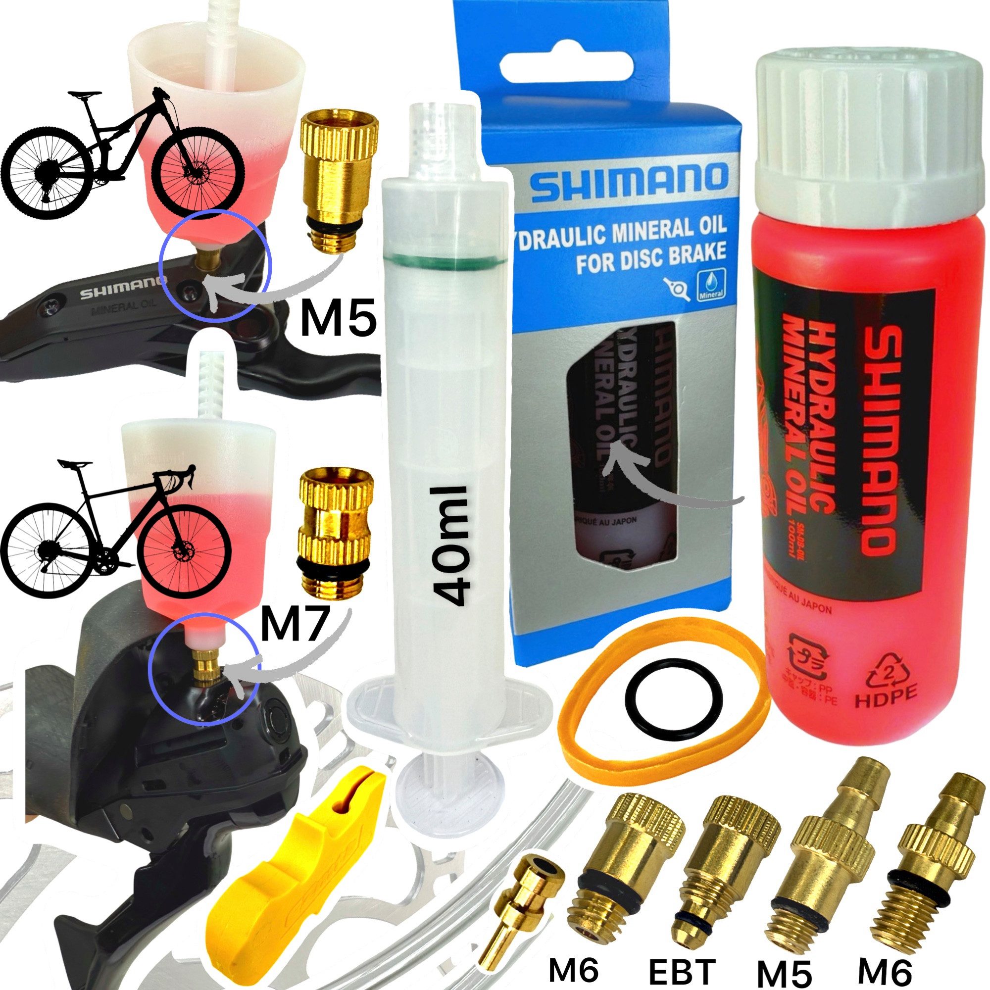 Fantic26 Fahrrad-Montageständer Shimano Mineral ÖL Service Entlüftungs Kit MTB Rennrad Trichter M5 M7
