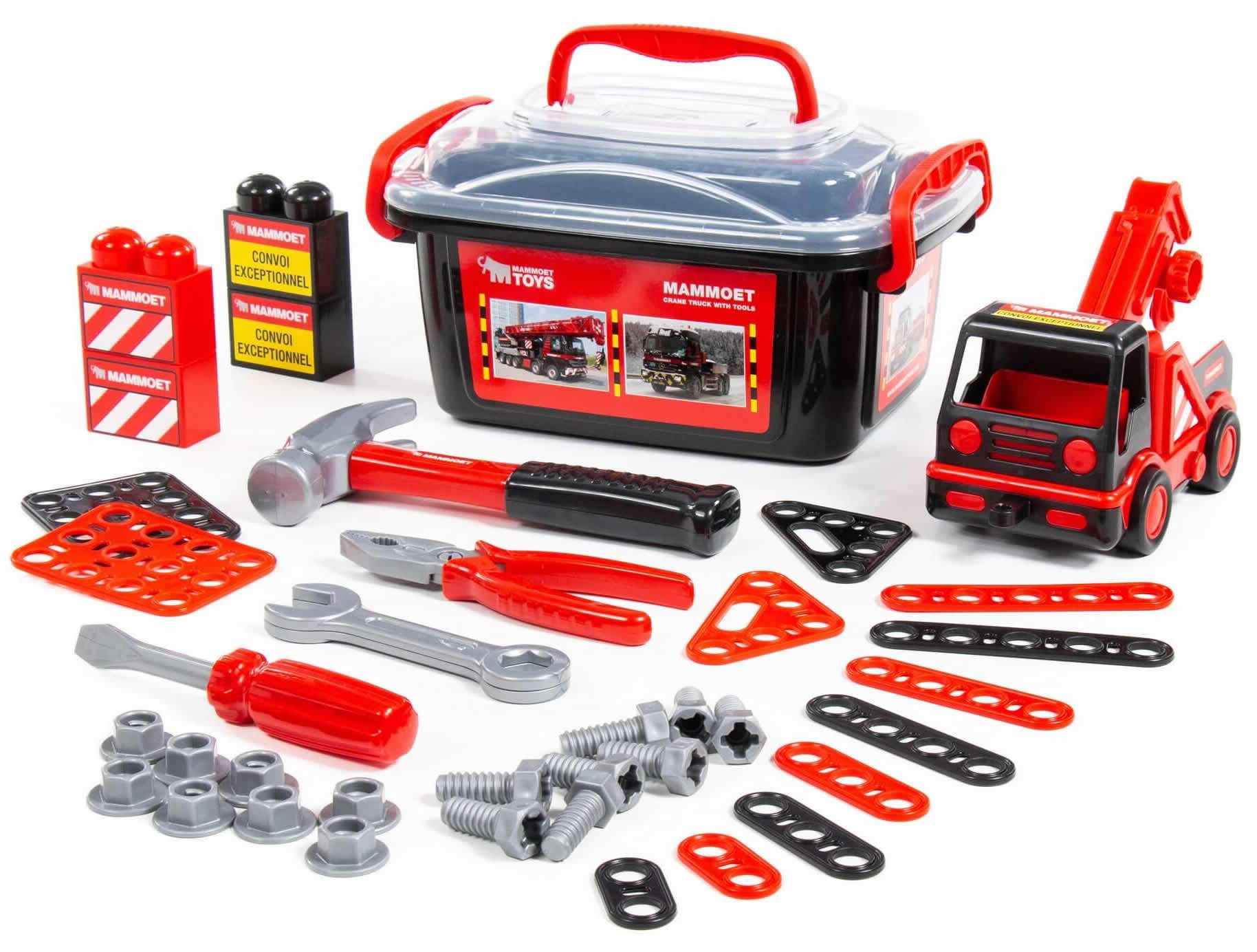Polesie Kinder-Werkzeug-Set Werkzeugbox 36-tlg mit MAMMOET Abschleppwagen, (36-tlg)
