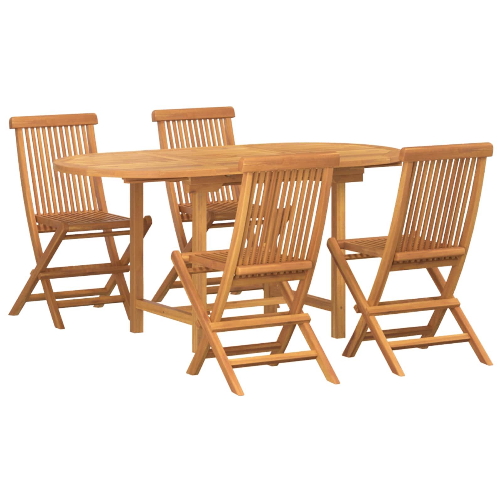 vidaXL Gartentisch Garten Essgruppe 5 pcs Braun Massivholz (5-St)