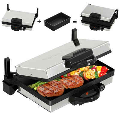 Scheffler Elektrogrill Kontaktgrill 3 in 1 Multigrill, Grill, Elektrischer Optigrill, 2000,00 W, Antihaftbeschichtet, Edelstahl Tischgrill mit Grill