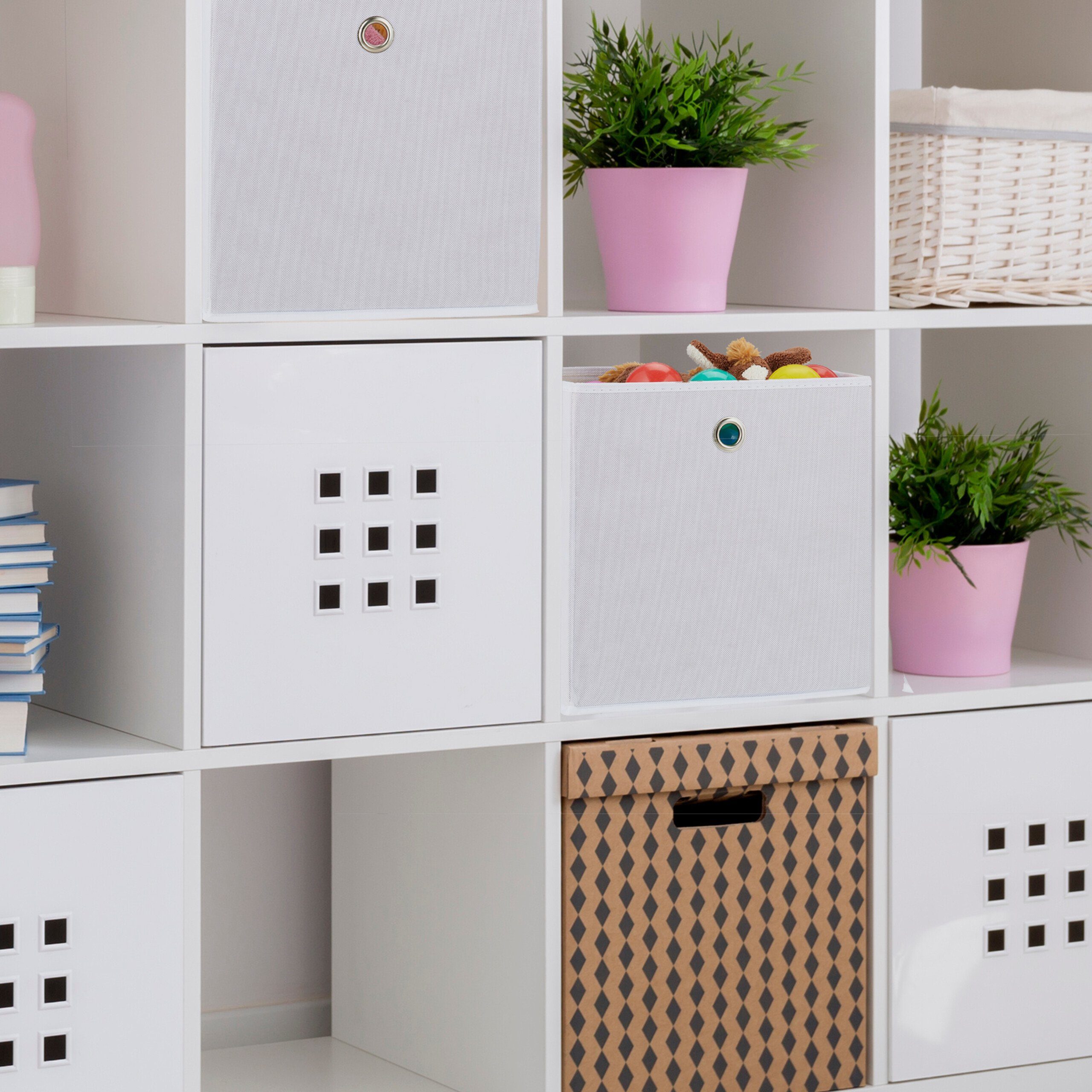 relaxdays Aufbewahrungsbox Weiße Aufbewahrungsbox im 4er günstig online kaufen
