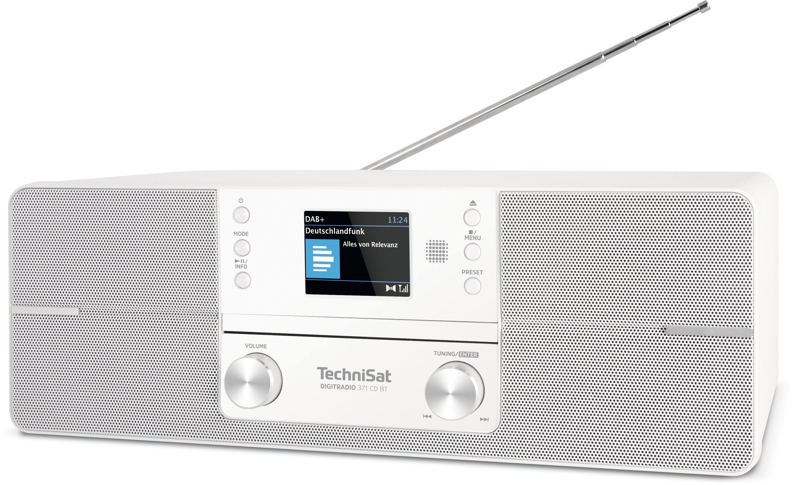TechniSat BT 10,00 (DAB), W, 371 DIGITRADIO (DAB) (Digitalradio Bluetooth, Inklusive Radiowecktimer, CD CD-Player, weiß Digitalradio UKW, Fernbedienung)