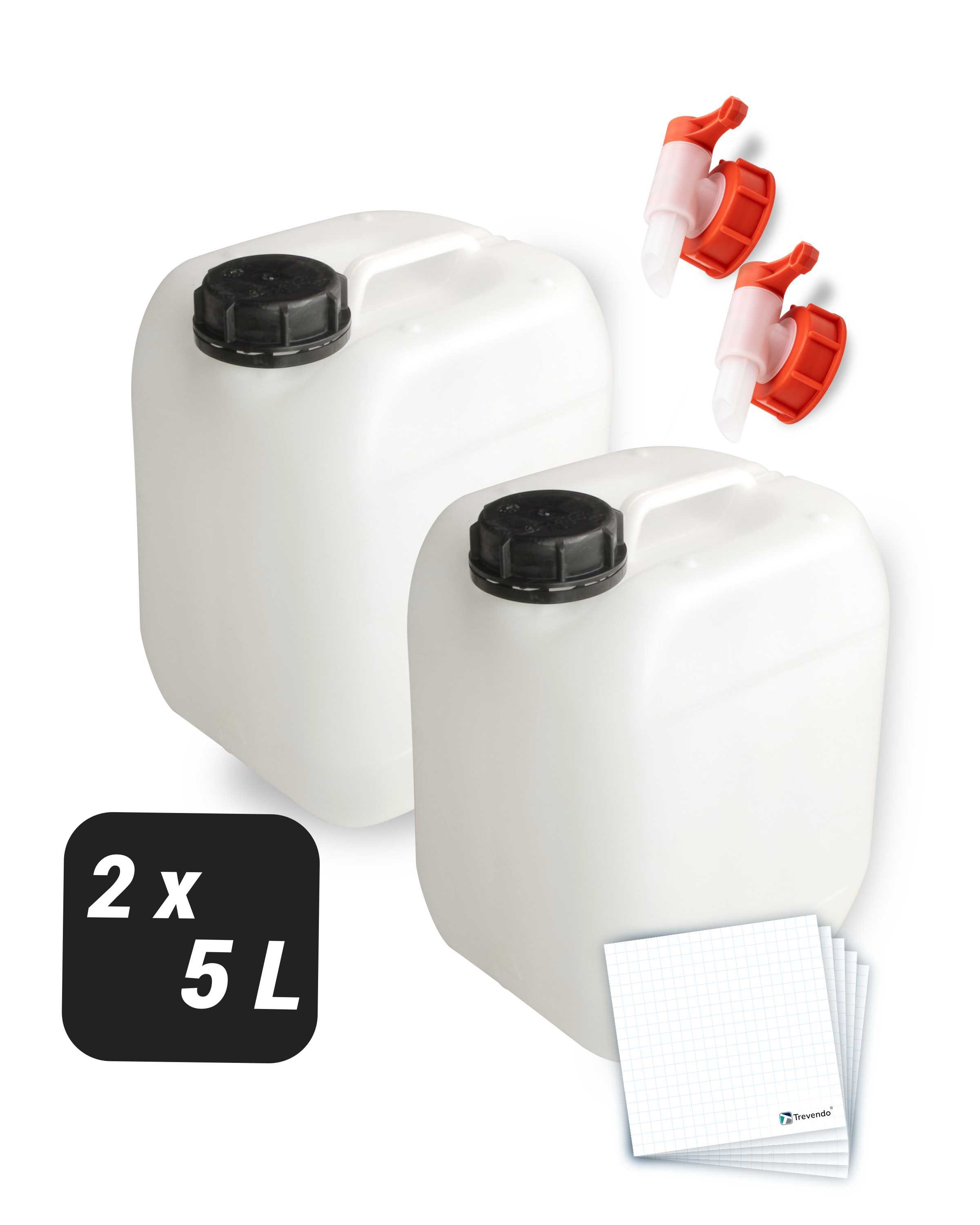 Trevendo Kanister 2er-Set Wasserkanister 5 Liter, lebensmittelecht
