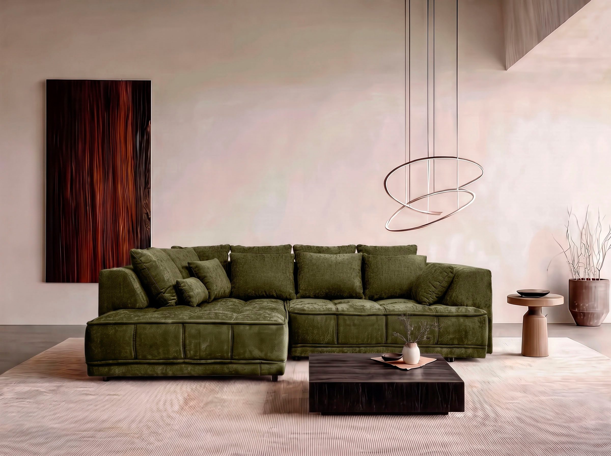 WERK2 Ecksofa Tiga 207 x 286 cm modern & bequem, elektrisch verstellbare Sitztiefe, Struktur weich, L-Form, elektrische Sitztiefenverstellung