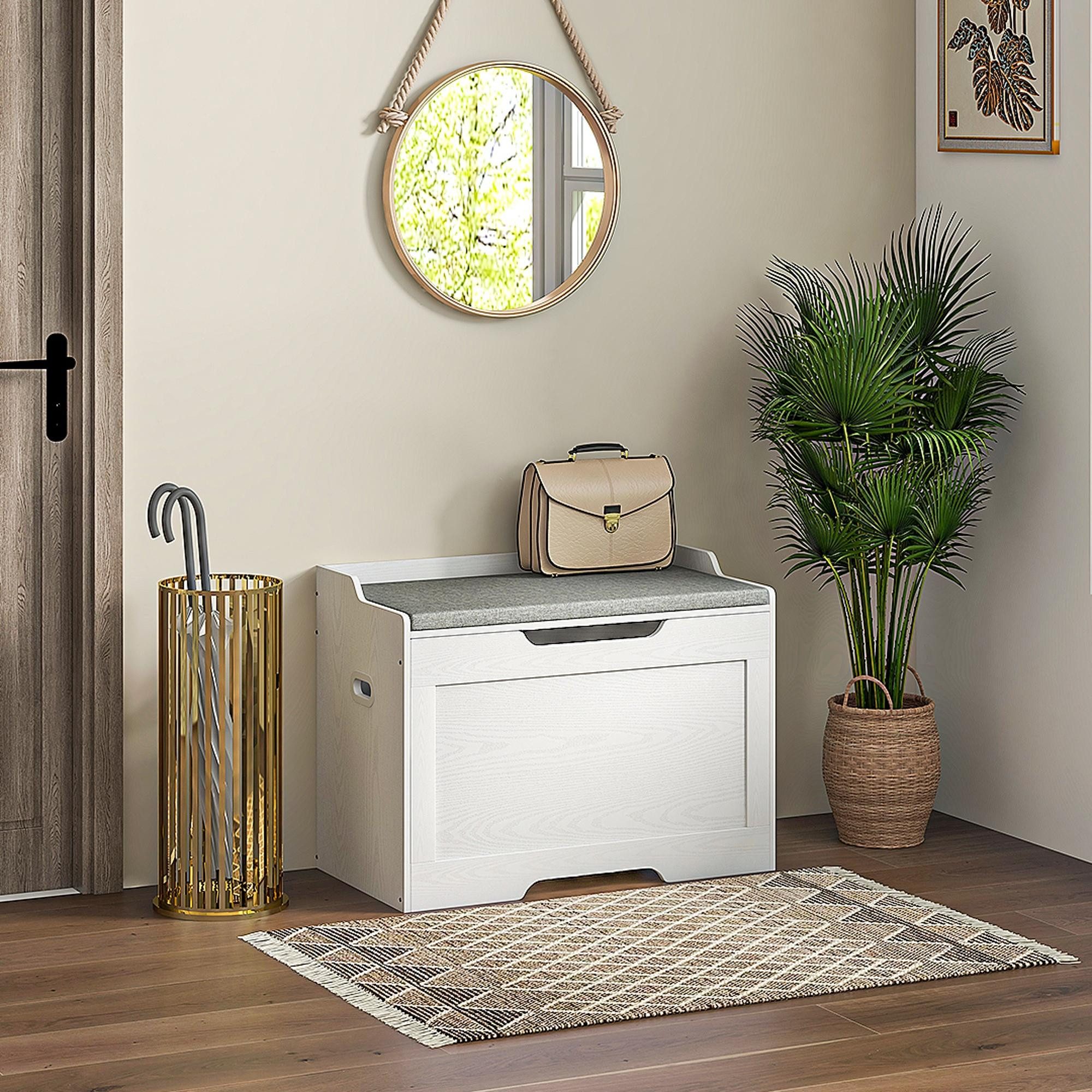 HOMCOM Truhe 103 Liter, mit Deckel, Sitzfläche, abnehmbar Sitzkissen (Sitzt günstig online kaufen