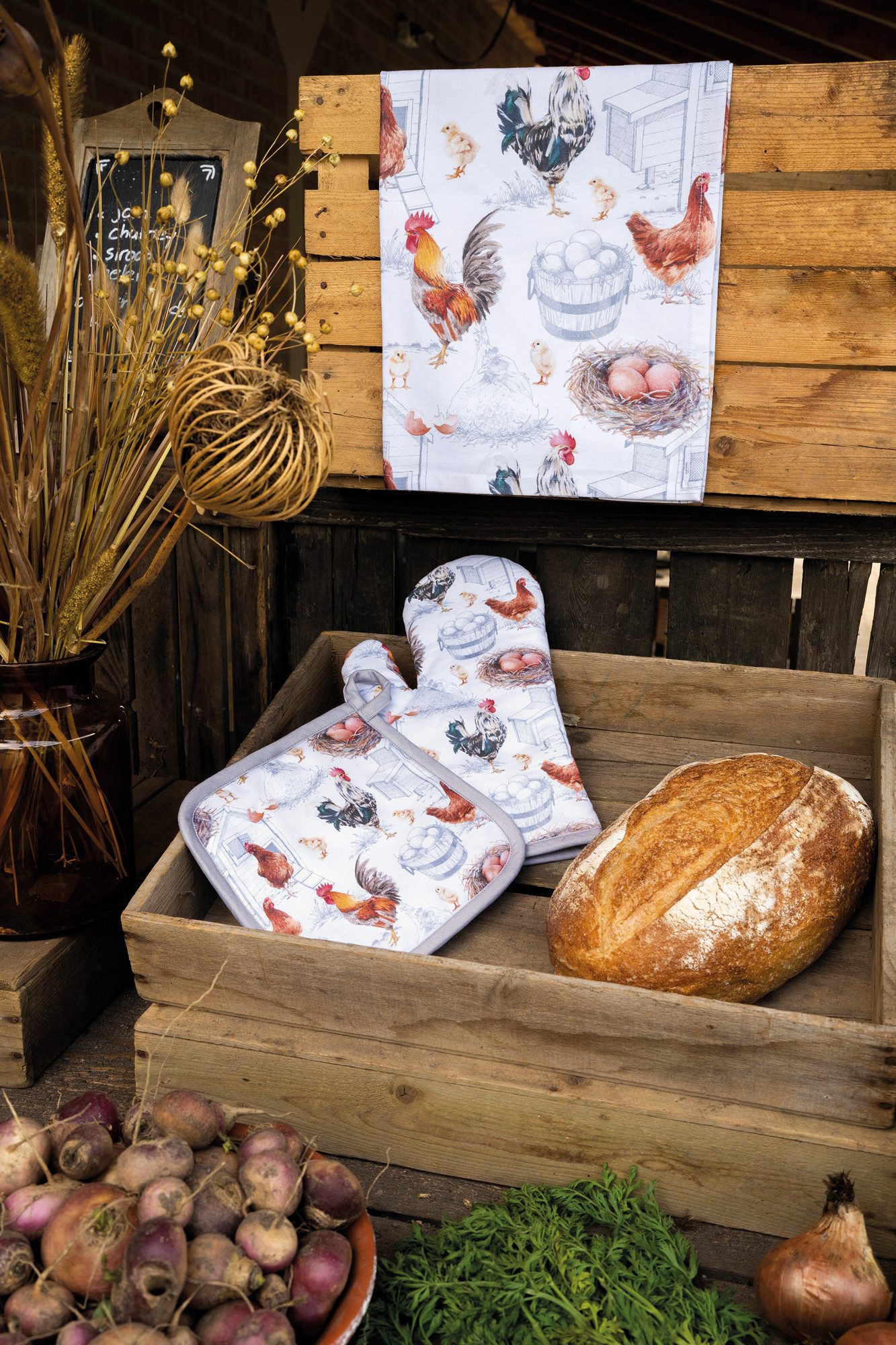 Ambiente® Geschirrtuch Chicken farm, (2-tlg., 2-teilig), Geschirrtücher ca. günstig online kaufen