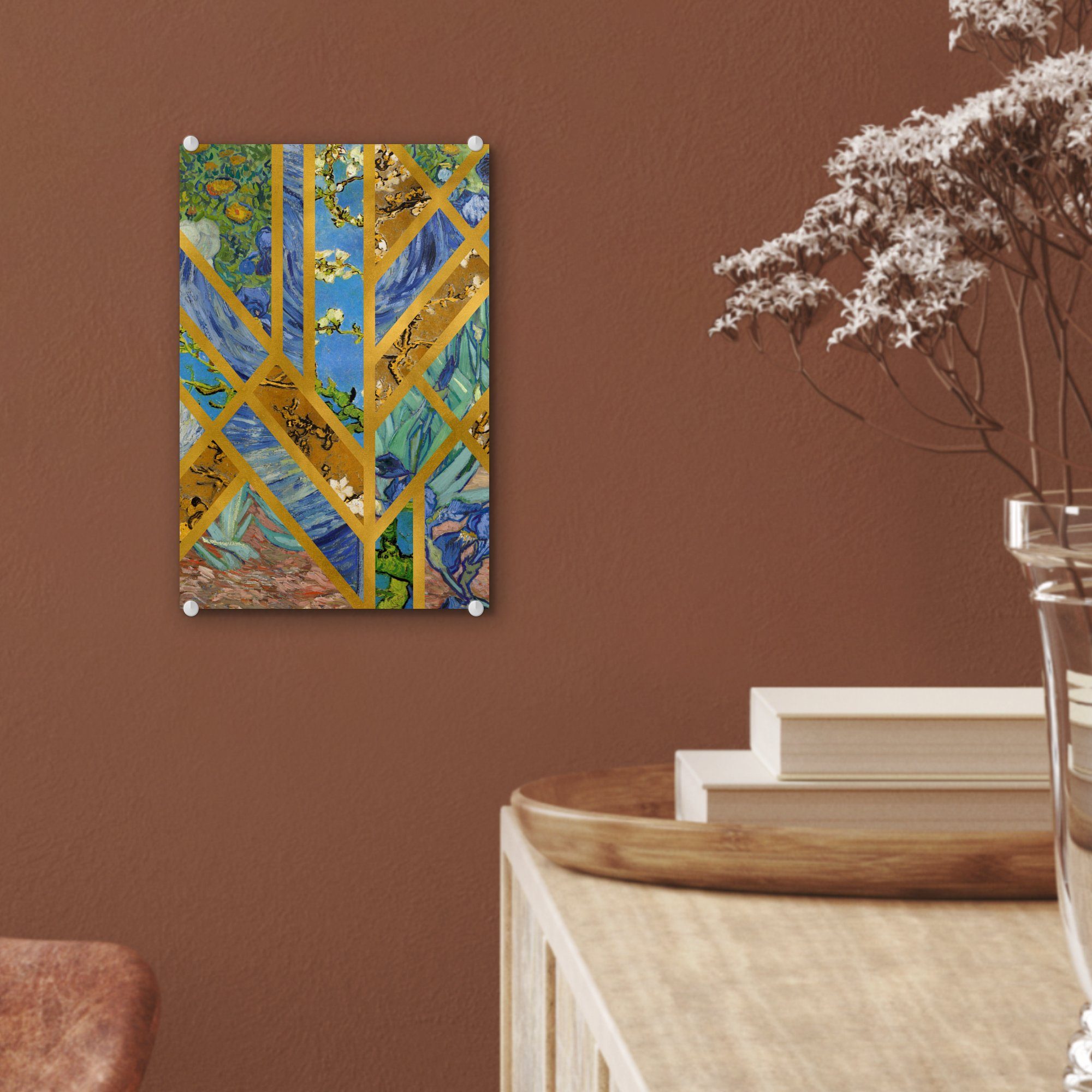 (1 Glas - Wanddekoration auf Acrylglasbild auf Luxus, Wandbild - Bilder - Foto St), Glasbilder Van - Glas Gogh Kunst - MuchoWow