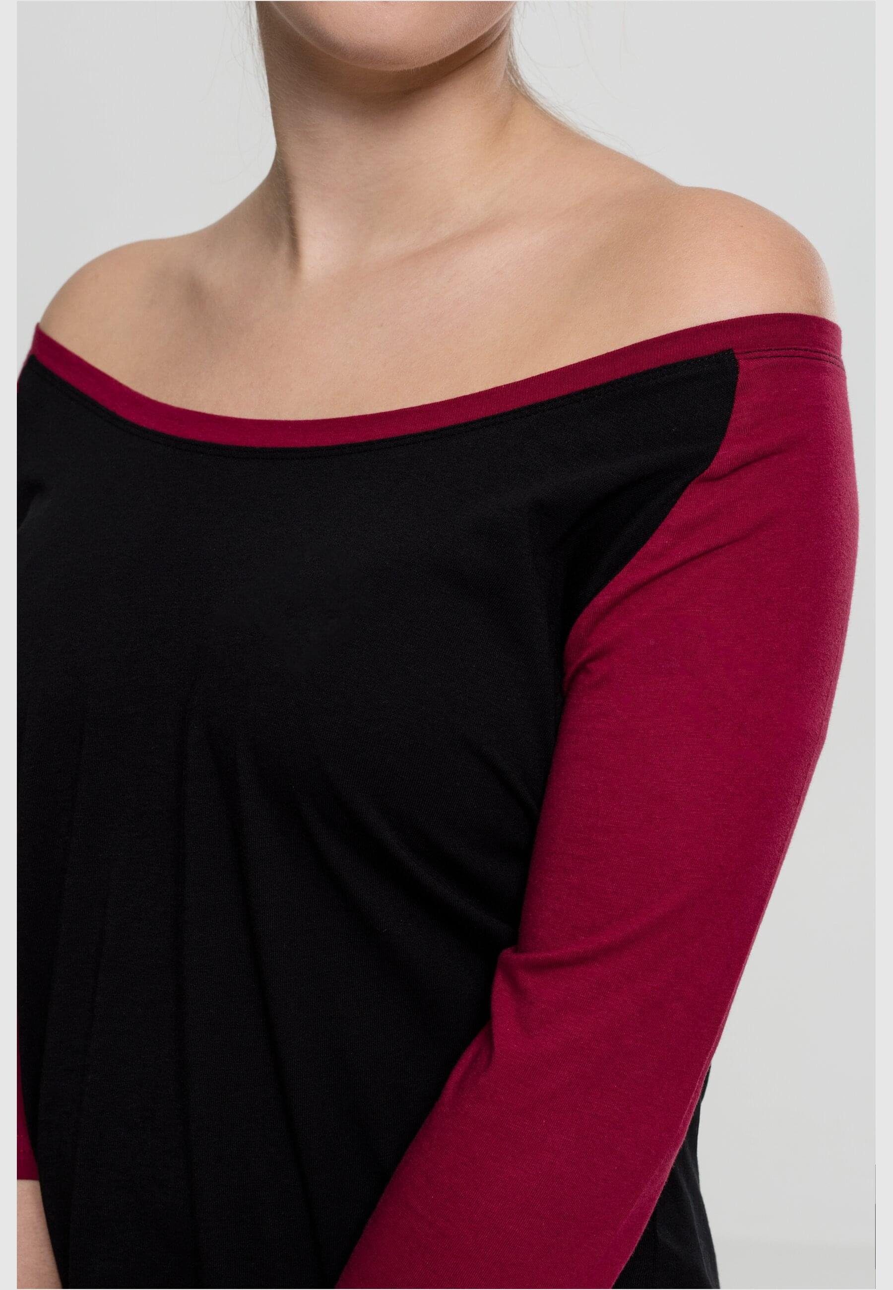 URBAN Damen Contrast black/burgundy Kurzarmshirt Tee CLASSICS Ladies (1-tlg) 3/4 Raglan