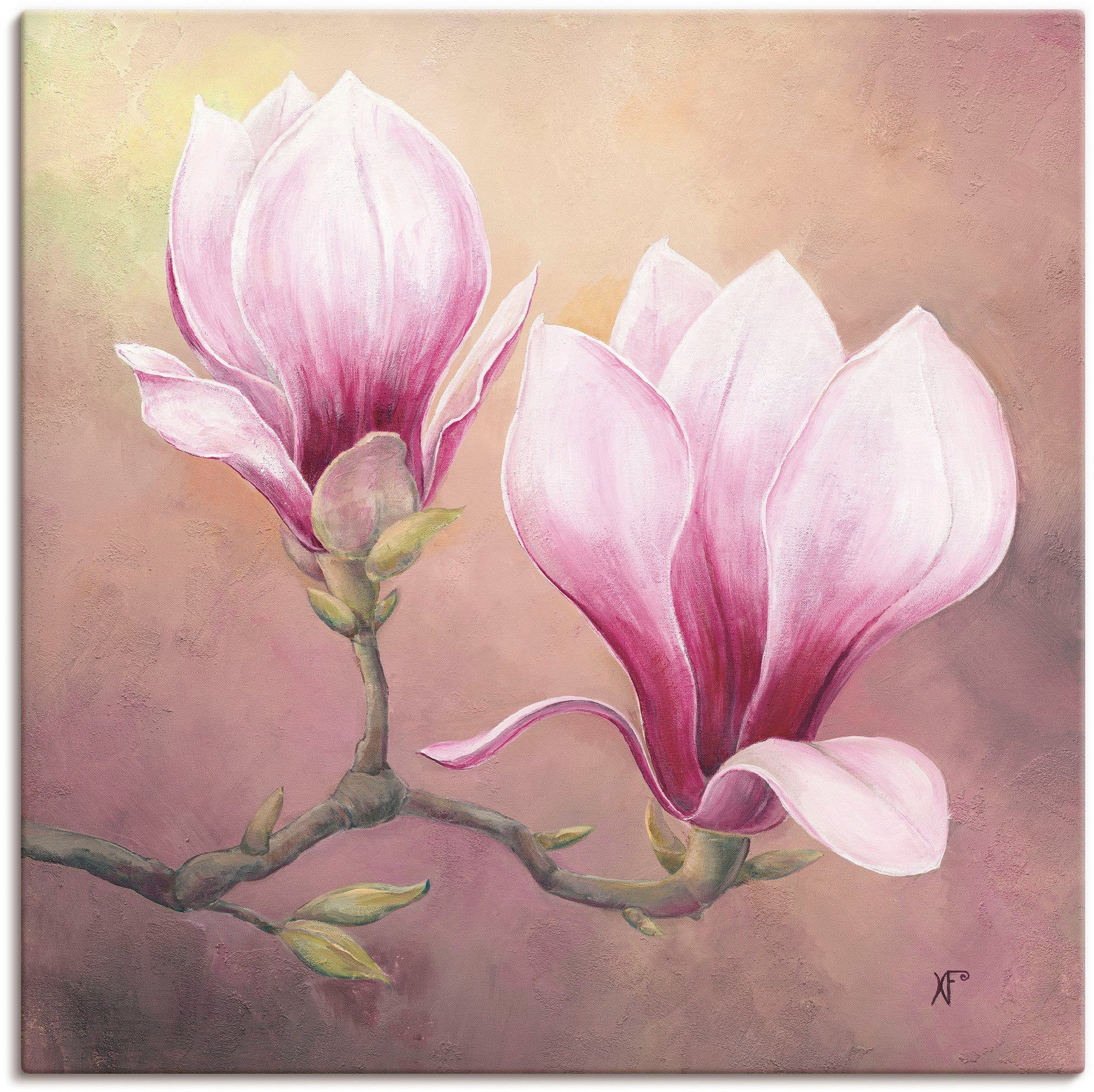 Artland Leinwandbild Späte Magnolie, Blumenbilder (1 St), auf Holzrahmen gespannt