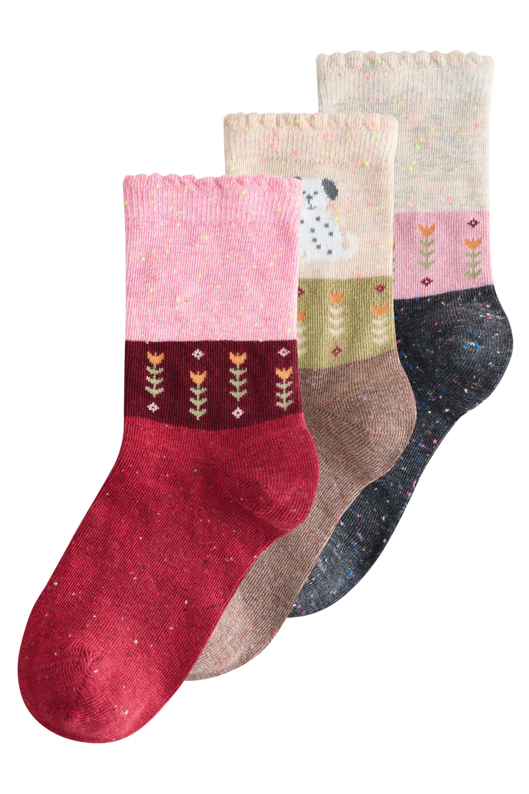 Kurzsocken Socken mit Baumwolle und Hundemotiv, 3er-Pack