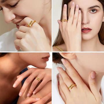 LENBEST Goldring Damen Premium Ring, Fashion Titanium und Stahl Spike Ring (1-tlg), farbecht mit Schmuckschatulle,kostenloser Versand