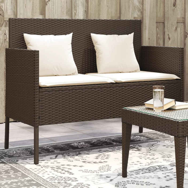 vidaXL Gartenbank Gartenbank mit Kissen Braun Poly Rattan (1-St)