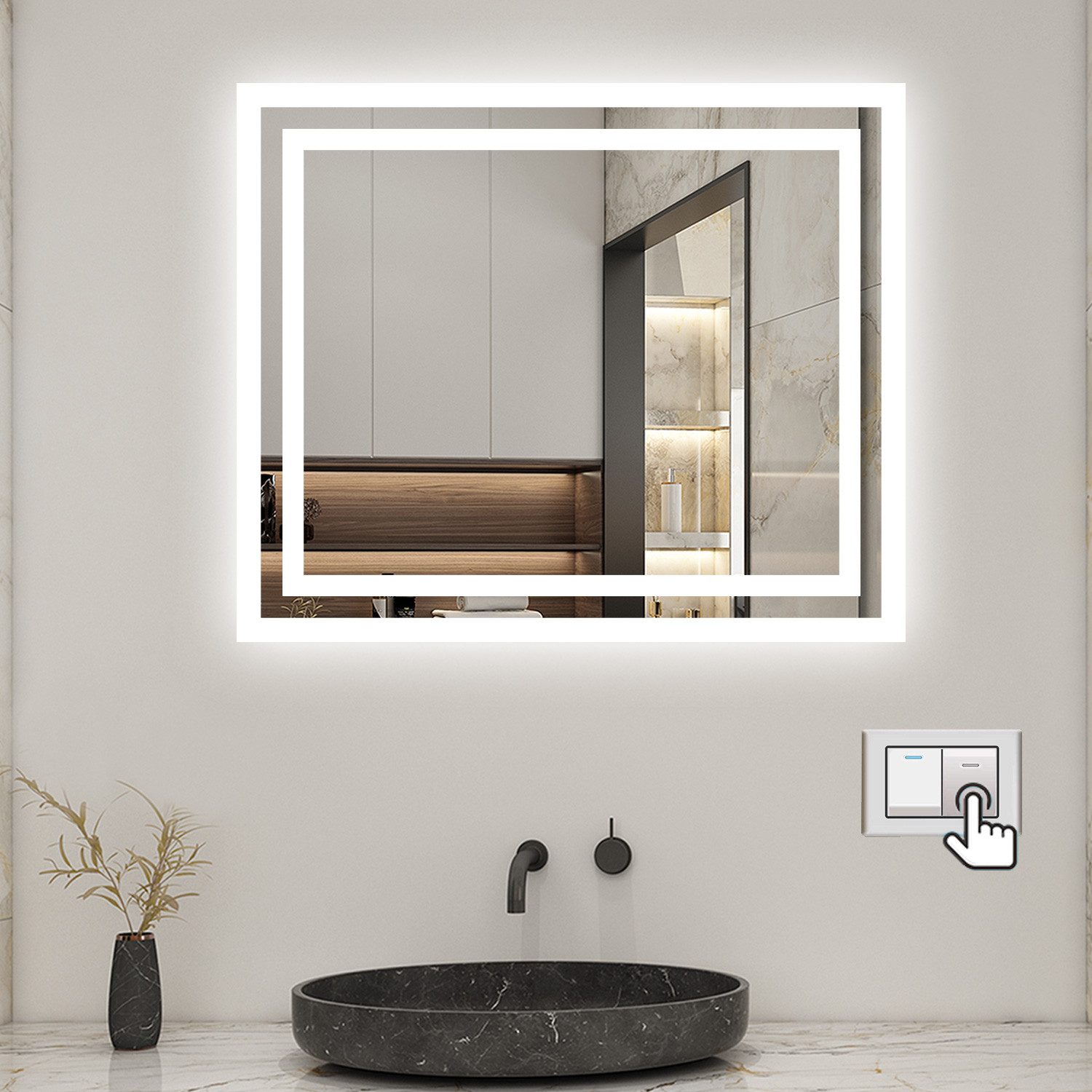 Aica Sanitär Badspiegel Badezimmerspiegel mit Beleuchtung LED Wandspiegel K günstig online kaufen