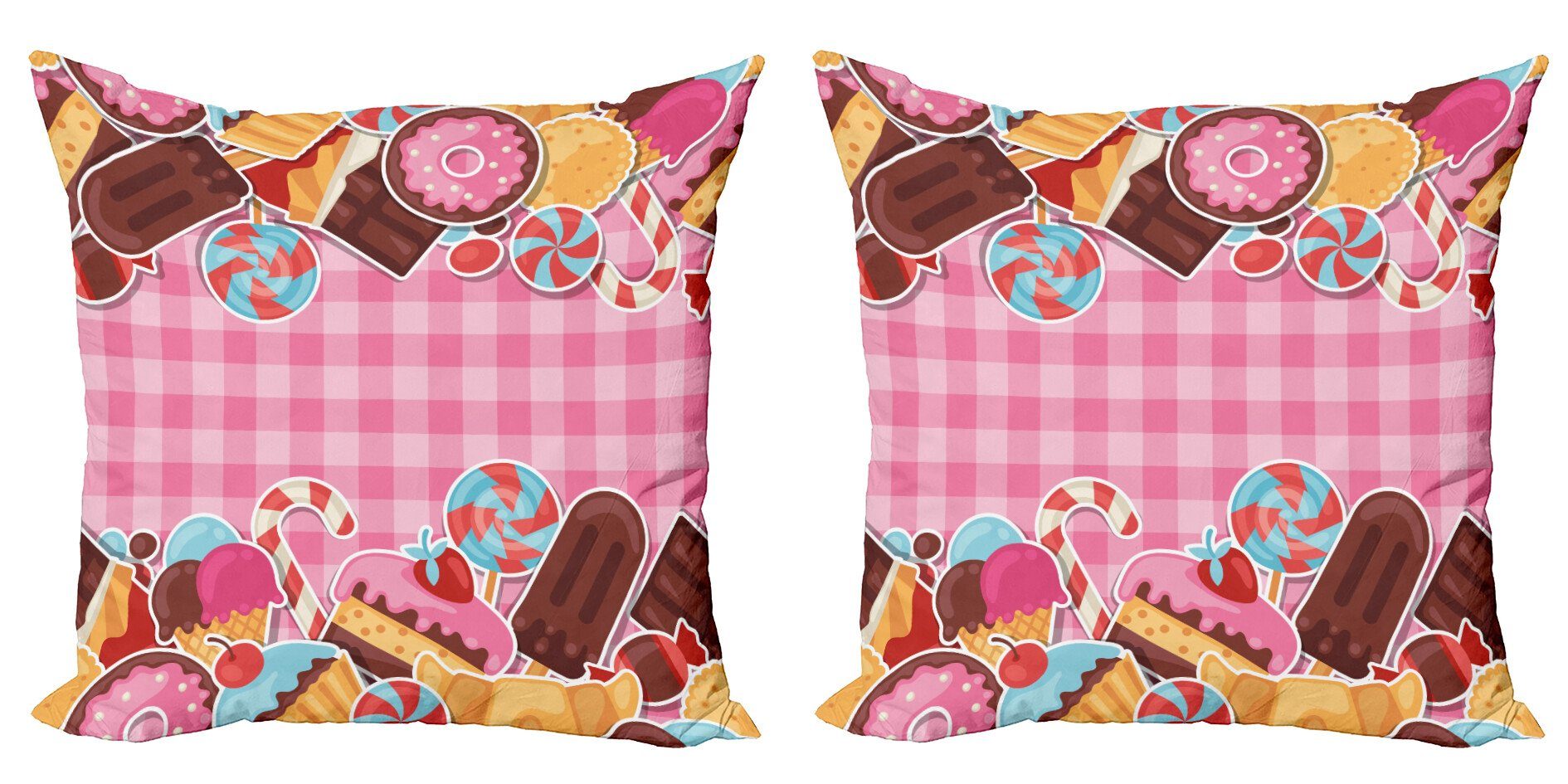 Kissenbezüge Modern Accent Doppelseitiger Digitaldruck, Abakuhaus (2 Stück), Süss Süßigkeit Keks Zuckerkuchen