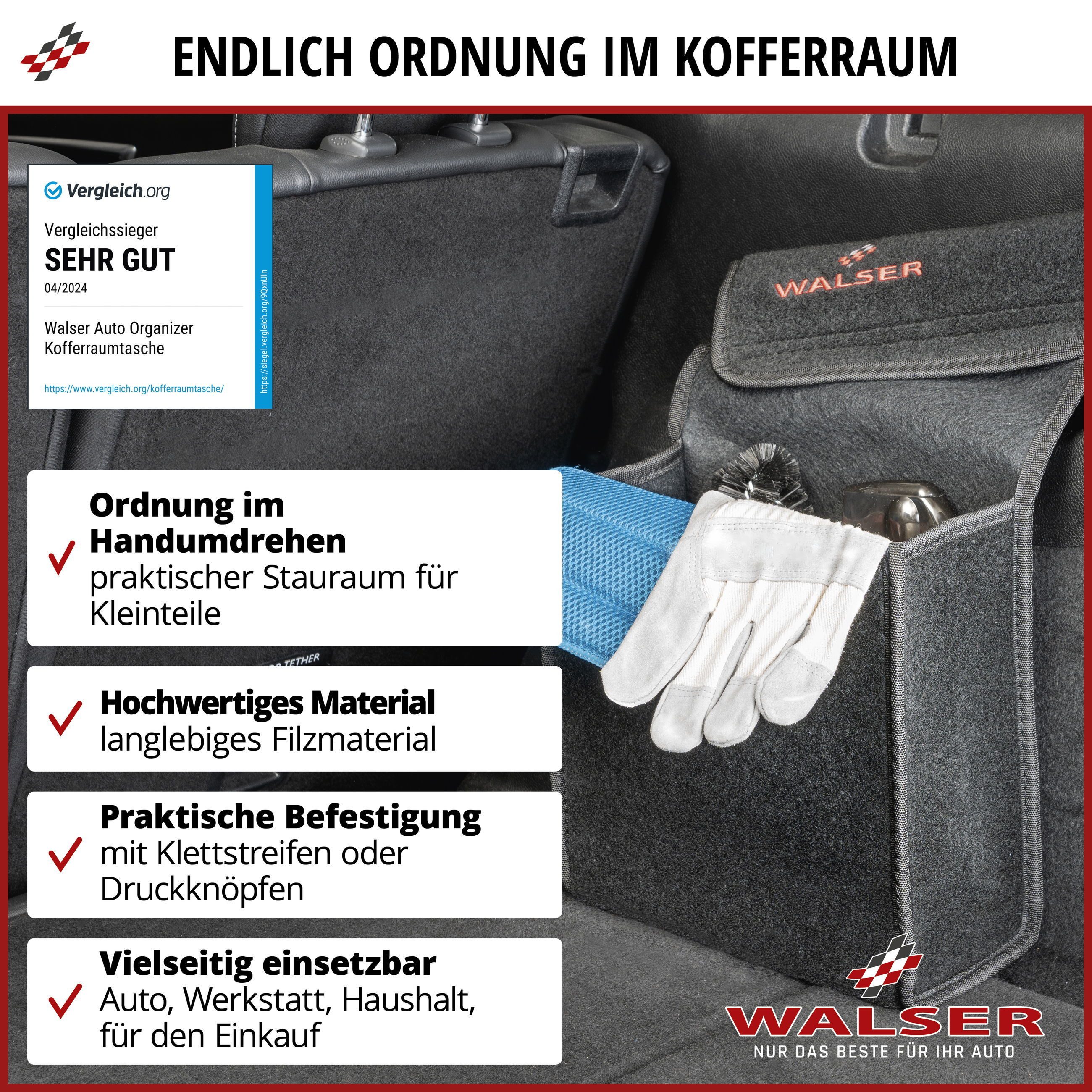 WALSER Auto-Rückenlehnenschutz Toolbag Gr.S, 1 Stück, 1-tlg.