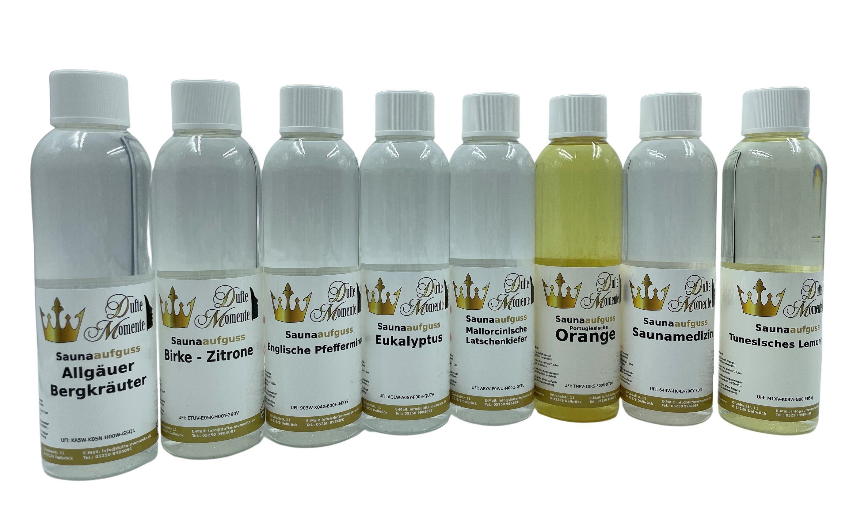 Dufte Momente Sauna-Aufgussset 8 x 250ml Sauna Klassiker (8-tlg) mit naturr günstig online kaufen