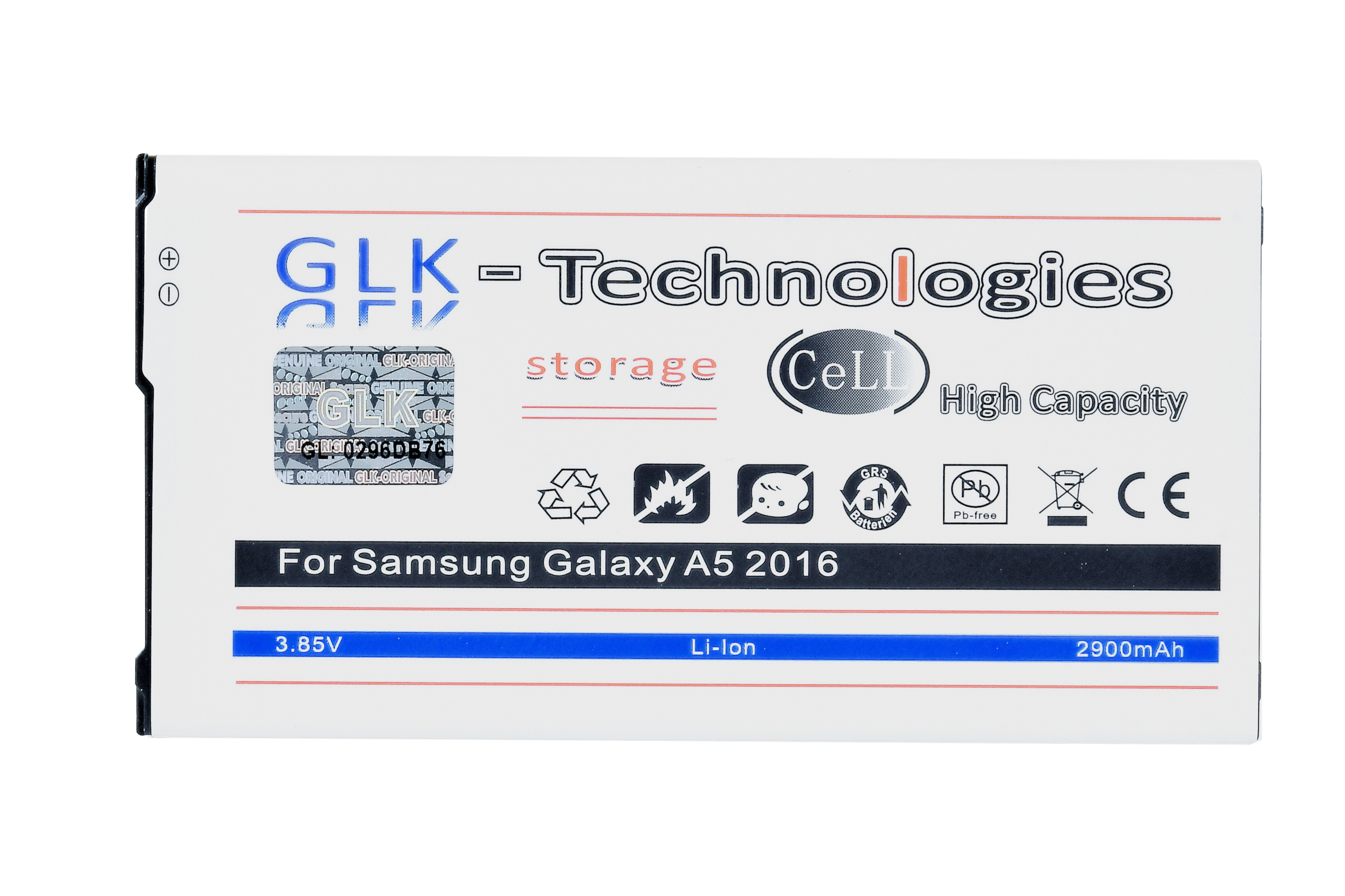 Ersatzakku High A5 mAh Original kompatibel Galaxy Eb-BA510ABE, Samsung Power Battery, 2900 GLK-Technologies 2900 GLK-Technologies Akku, mit SM-A510F mAh Smartphone-Akku 2016 accu,