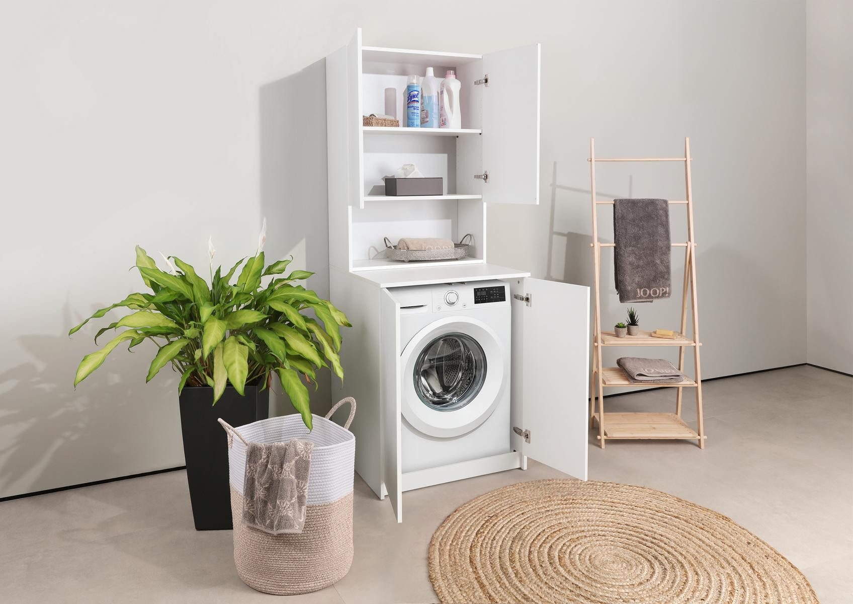 Intarbad Waschmaschinenumbauschrank Waschmaschinenschrank geschlossen mit Oberschrank stehend Halifax