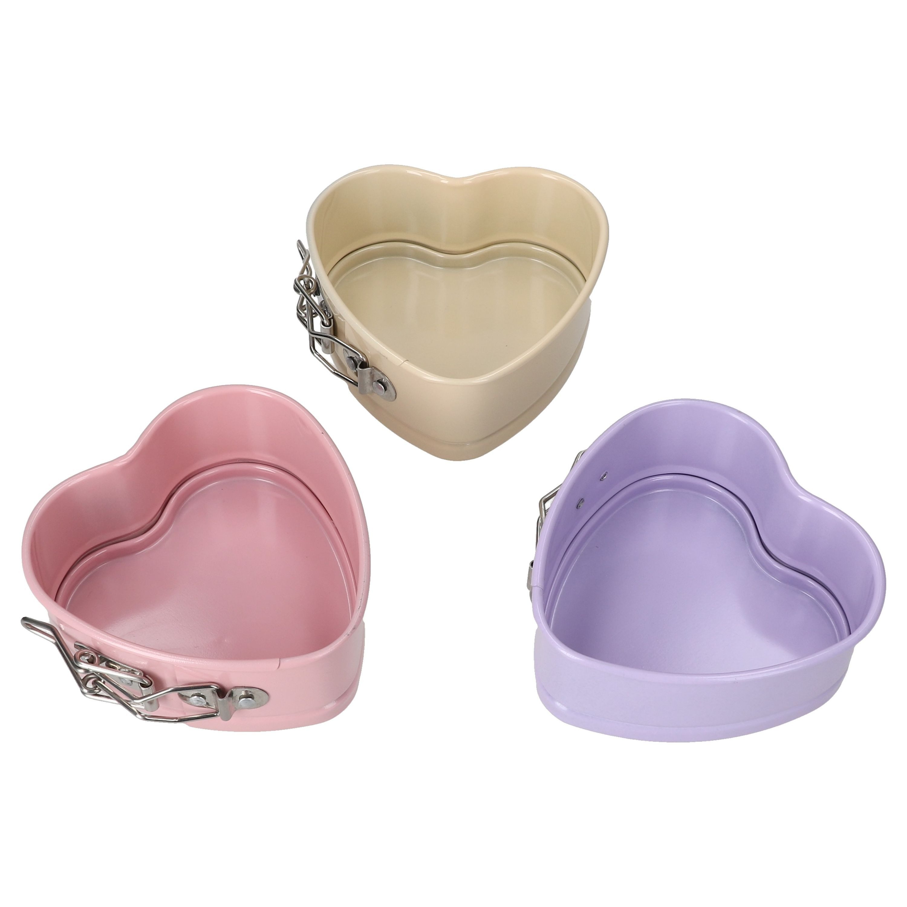 MamboCat Auflaufform 3er Set Mini Springform Herz Backform 12,5cm Kuchen Airfryer Backofen, Edelstahl