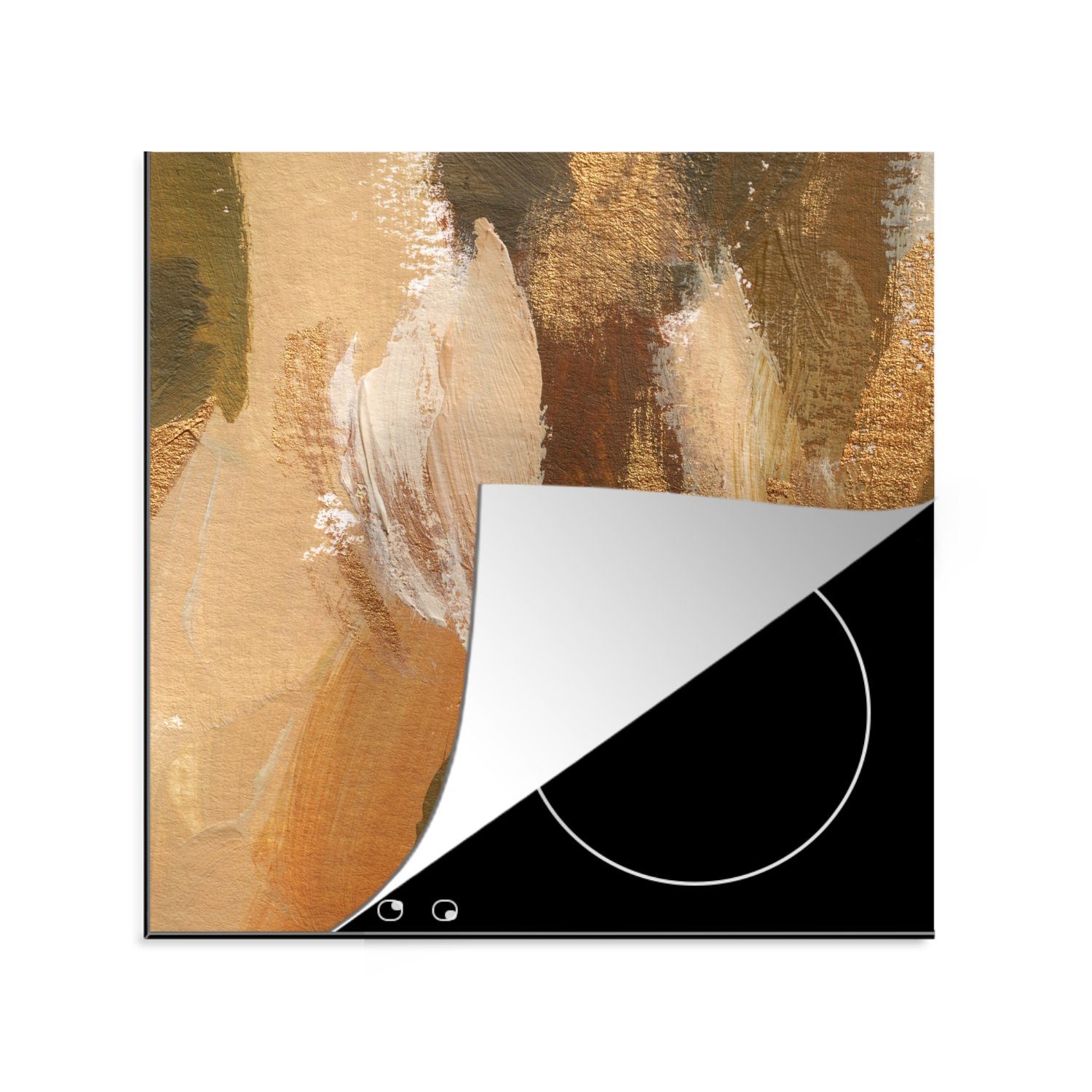 MuchoWow Herdblende-/Abdeckplatte Farbe - Gold - Herbst, Vinyl, (1 tlg), 78x78 cm, Ceranfeldabdeckung, Arbeitsplatte für küche