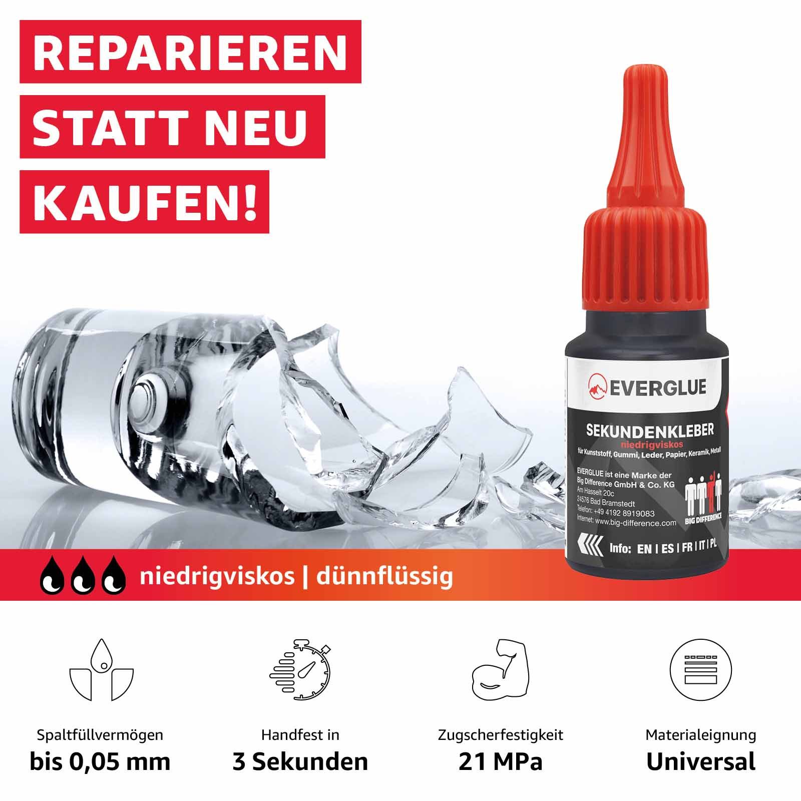 Everglue Sekundenkleber Everglue Sekundenkleber Cyanacrylat niedrigviskos günstig online kaufen