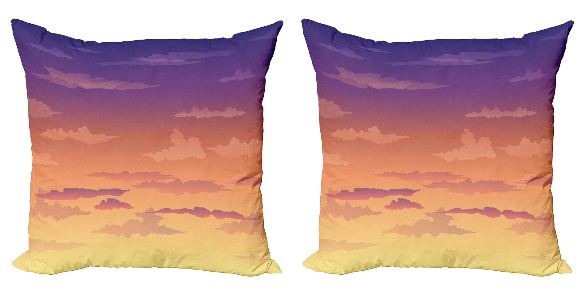 Kissenbezüge Modern Accent Doppelseitiger Digitaldruck, Abakuhaus (2 Stück), Natürliche Farbe Reiner Bunte Sonnenuntergang