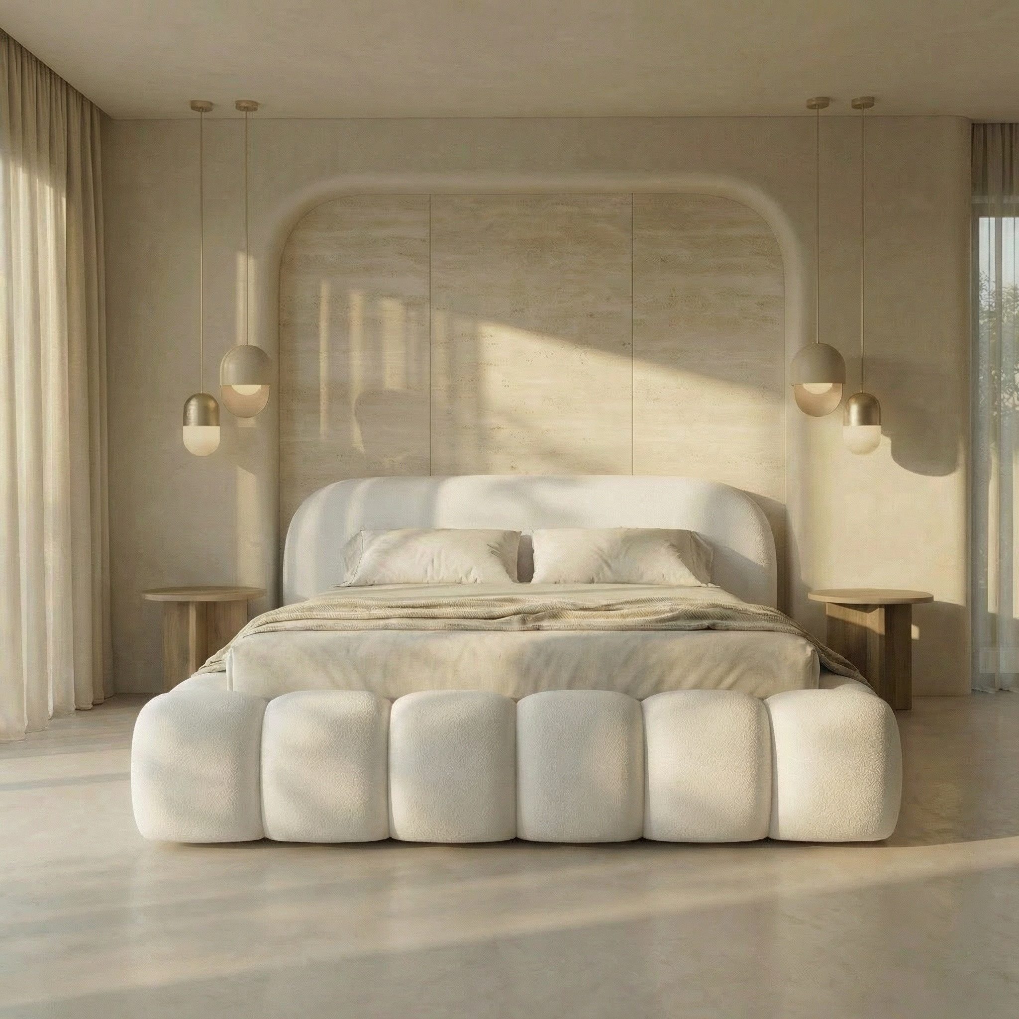 thematys Polsterbett mit Bettkasten, CLOUD 140x200 160x200 180x200 200x200cm (Kopfteil im Oversize-Look und Stauraum – weich, modern und pflegeleicht), Inklusive Lattenrost), Strapazierfähige Stoffe in 5 Farben: Ash,Grau, Weiß, Latte & Kreme