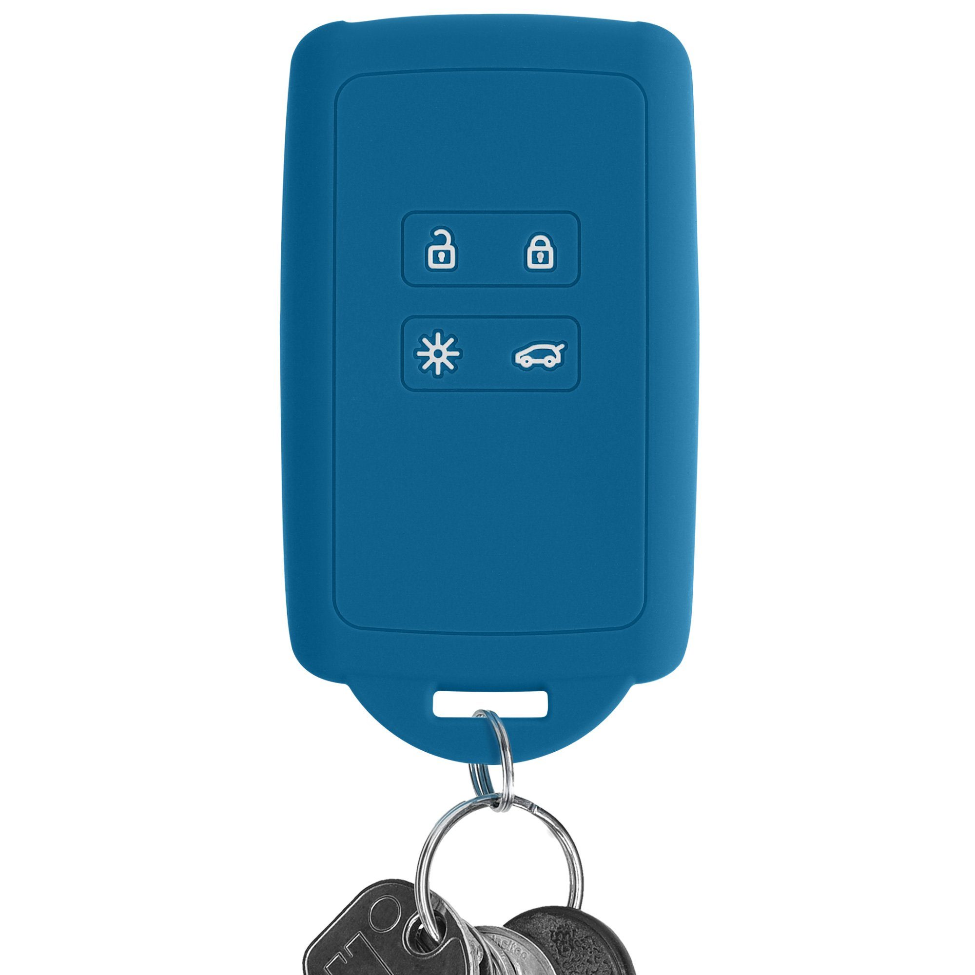 für kwmobile Reef Schlüsselhülle Silikon Schutzhülle Blue Renault, Hülle Autoschlüssel Schlüsseltasche