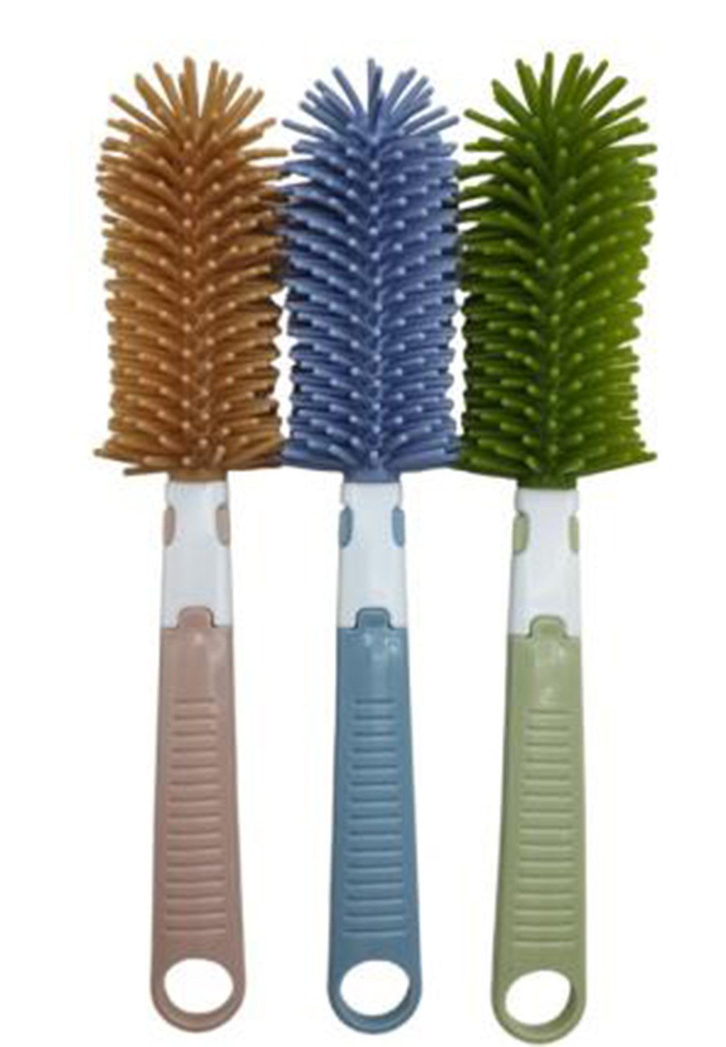 HundB Reinigungsschwamm Flaschenbürste Silikon, 30 cm, Kopf ca. 4 x 3 cm, zufällige Farbe, Reinigungsbürste Silikonbürste Flaschenreiniger Spülbürste