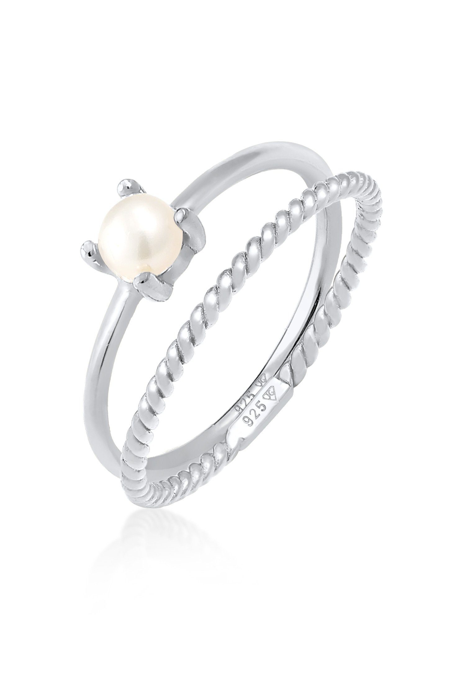 Elli Premium Ring-Set Ringset Perle Twisted 925 Silber, Twisted