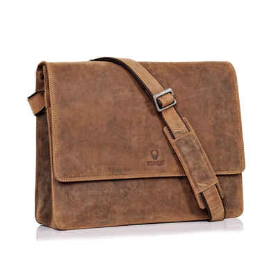 Donbolso Messenger Bag Leder Umhängetasche f. Laptop/Aktentasche Damen/Herren Vintage Braun, Vintage Braun Lbarcelona Vintage Braunleder