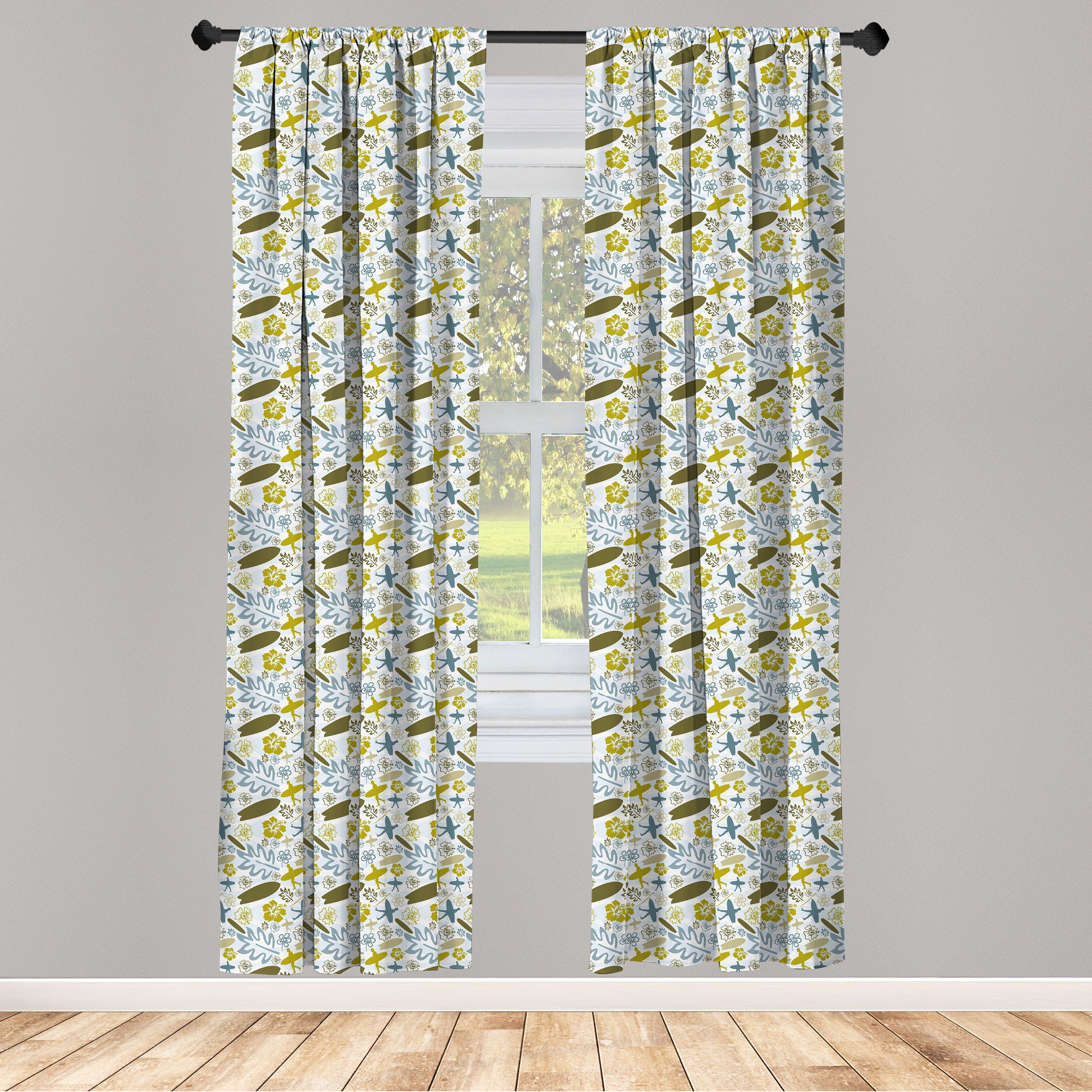 Gardine Vorhang für Wohnzimmer Schlafzimmer Dekor, Abakuhaus, Microfaser, Luau Sommer-Surfer und Pflanzen