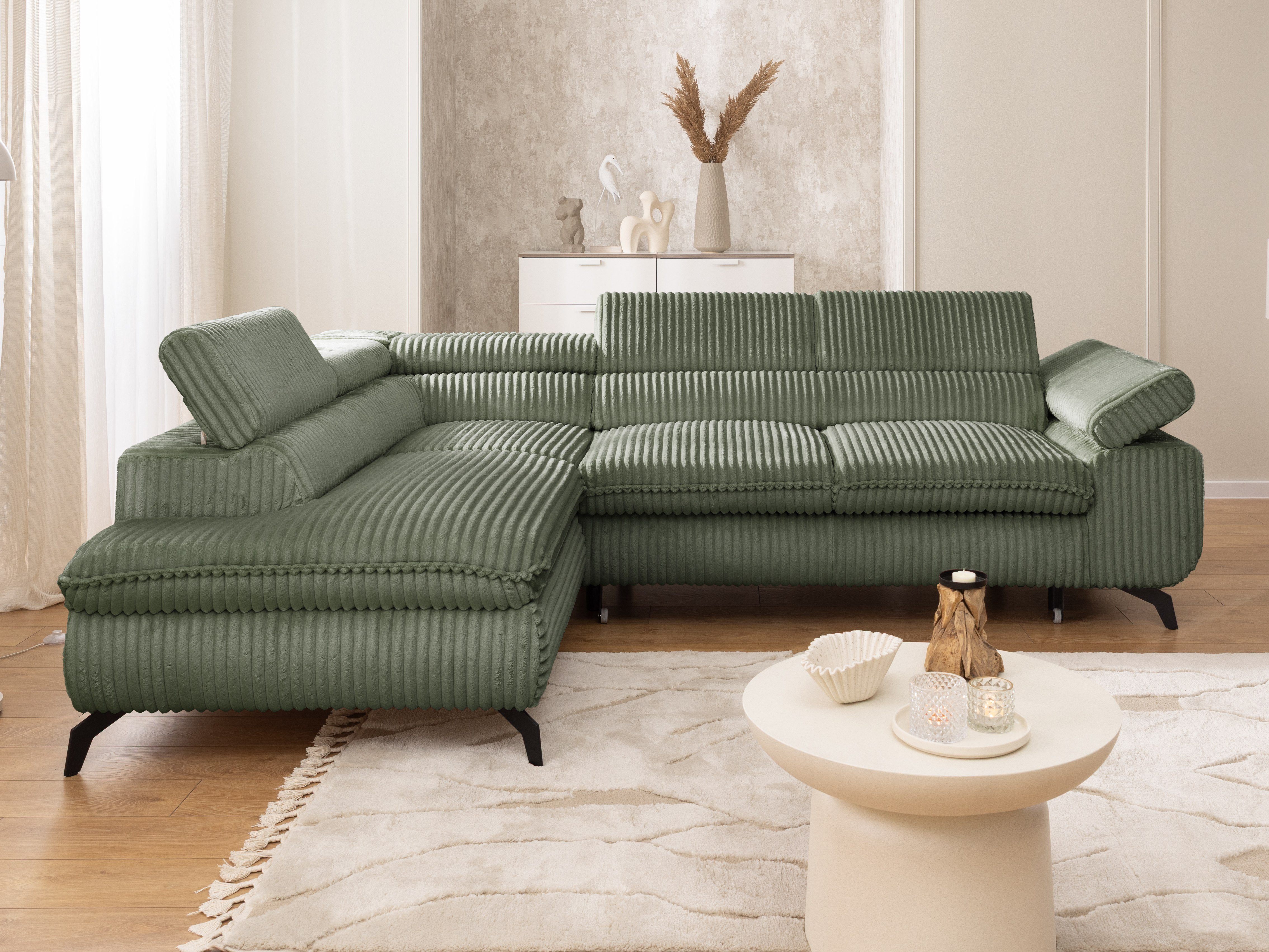 S-Style Möbel Ecksofa Bonnie mit Schlaffunktion Bettkasten und Kopfteilvers günstig online kaufen