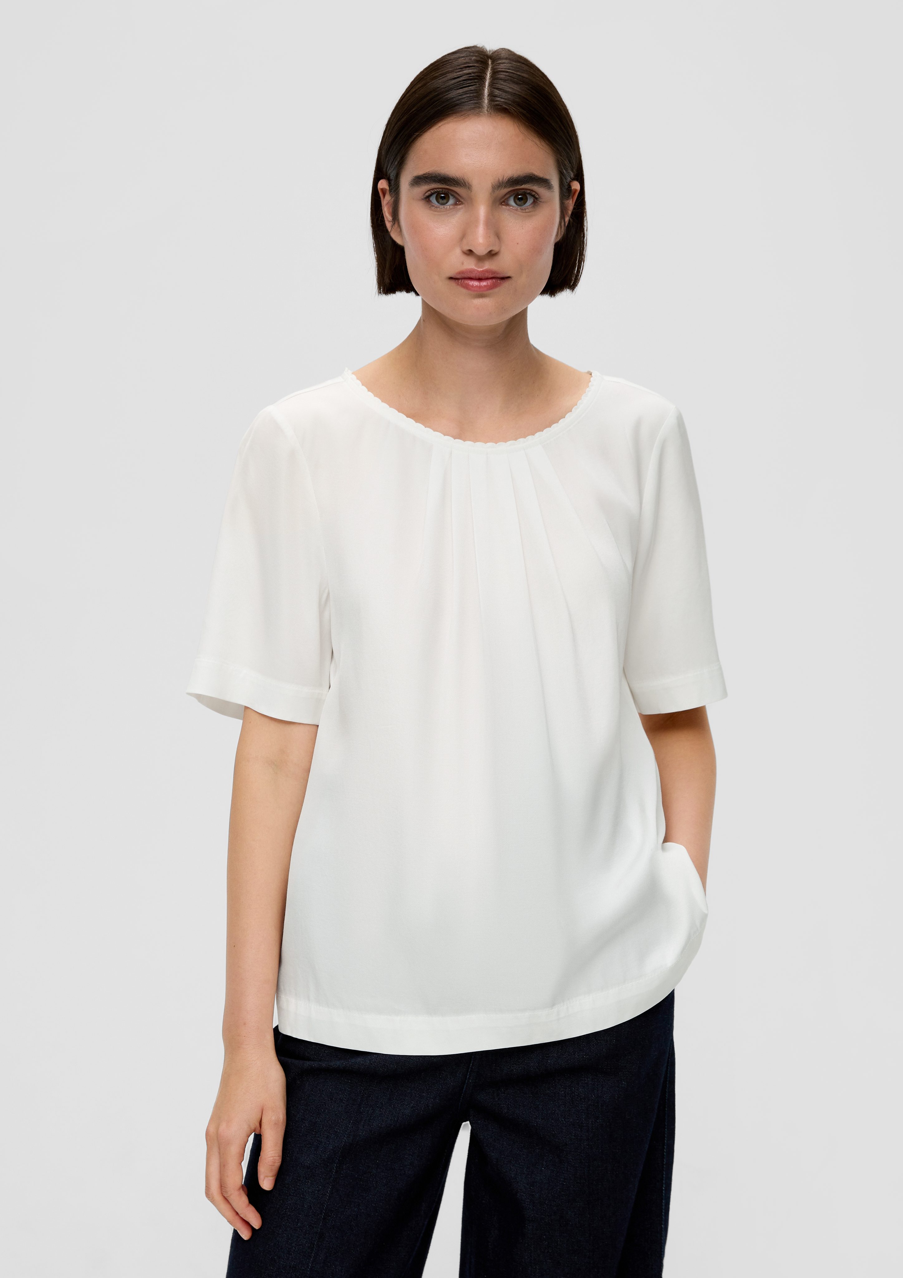 Kurzarmbluse Bluse aus Viskose
