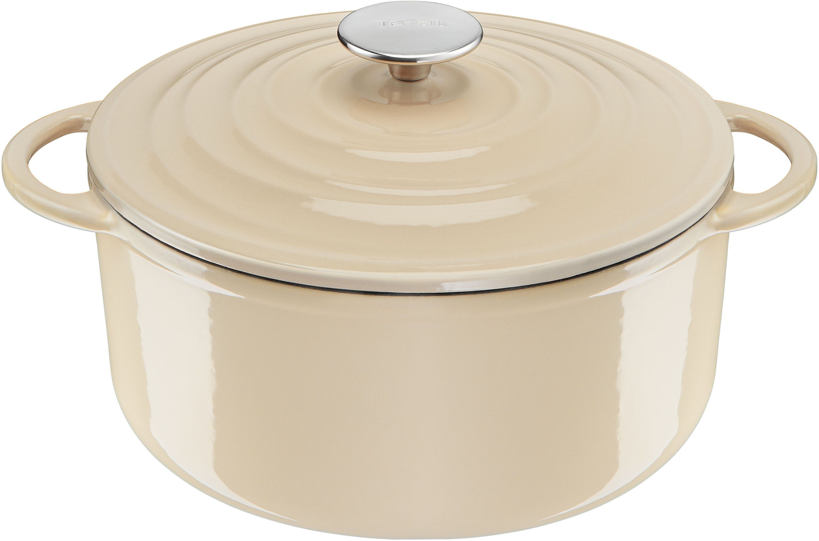 Gusseisen unbedenkliche LOV, Tefal Pigmente,Schongaren, Induktion umweltfreundlich, Ø25 beige (1-tlg), Kochtopf cm,