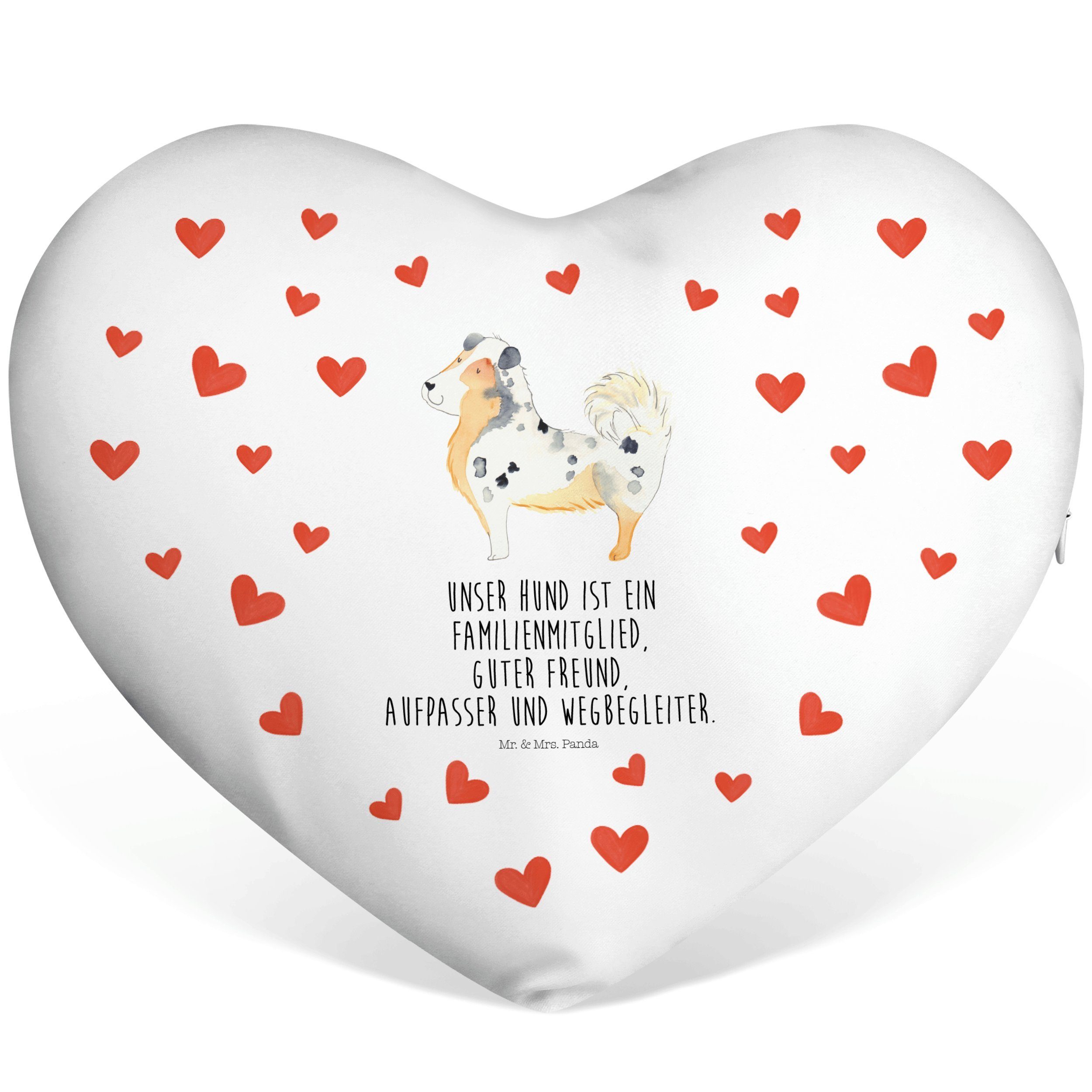 Mr. & Mrs. Panda Dekokissen Australien Shepherd - Weiß - Geschenk, Familienhund, Hunderasse, Herz