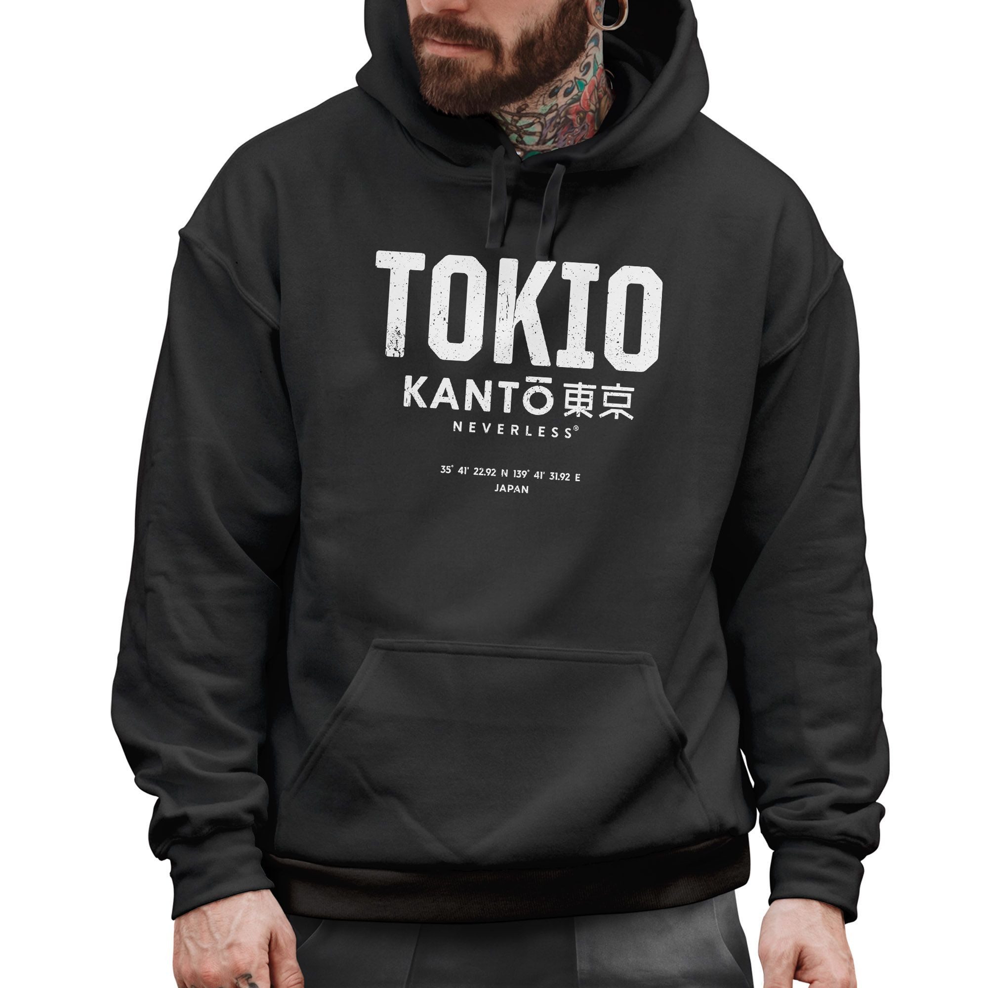 Neverless Hoodie Hoodie Herren Frontprint Tokyo günstig online kaufen
