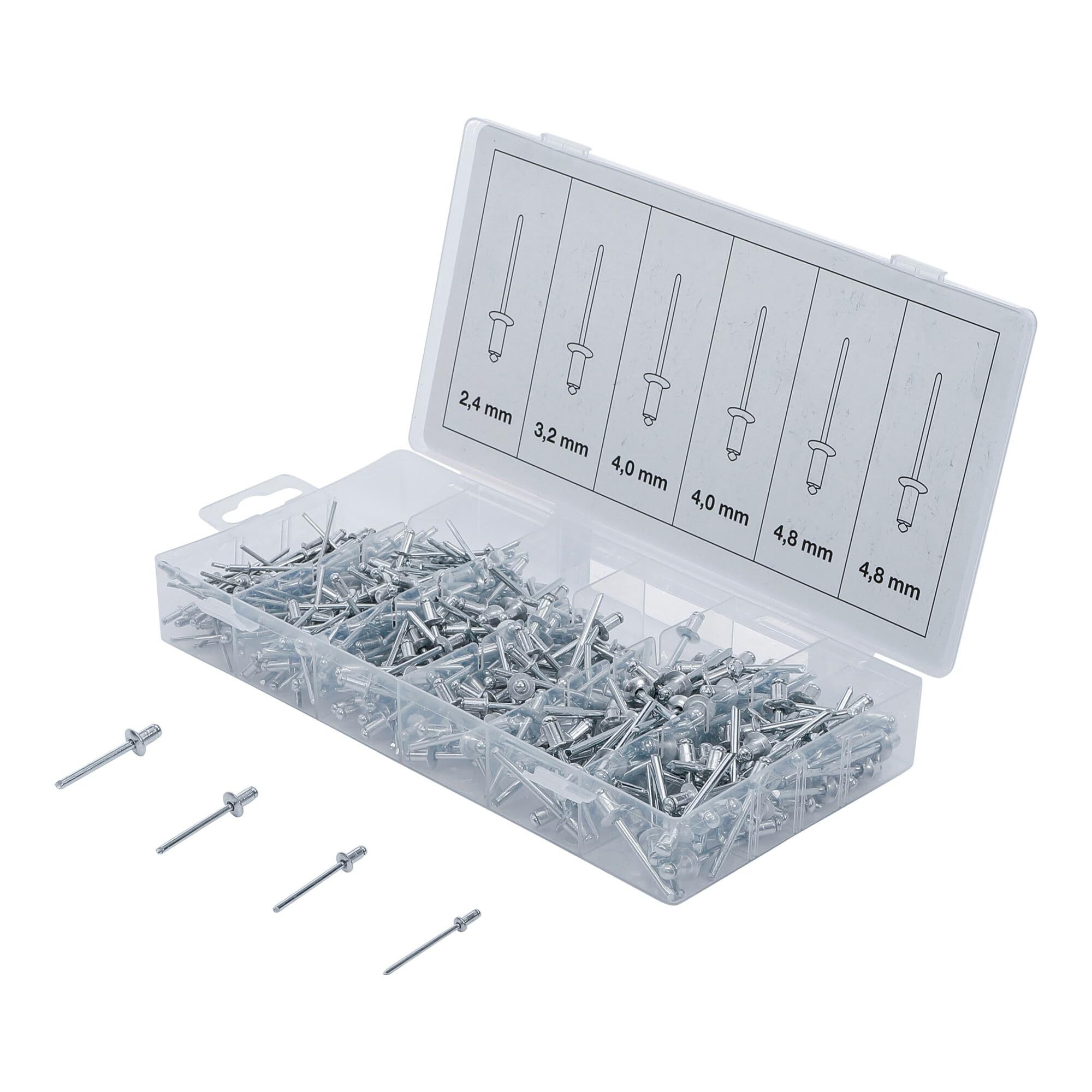BGS technic Blindniete BGS Blindnieten-Sortiment Aluminium 2,4 - 4,8 mm 400-tlg.
