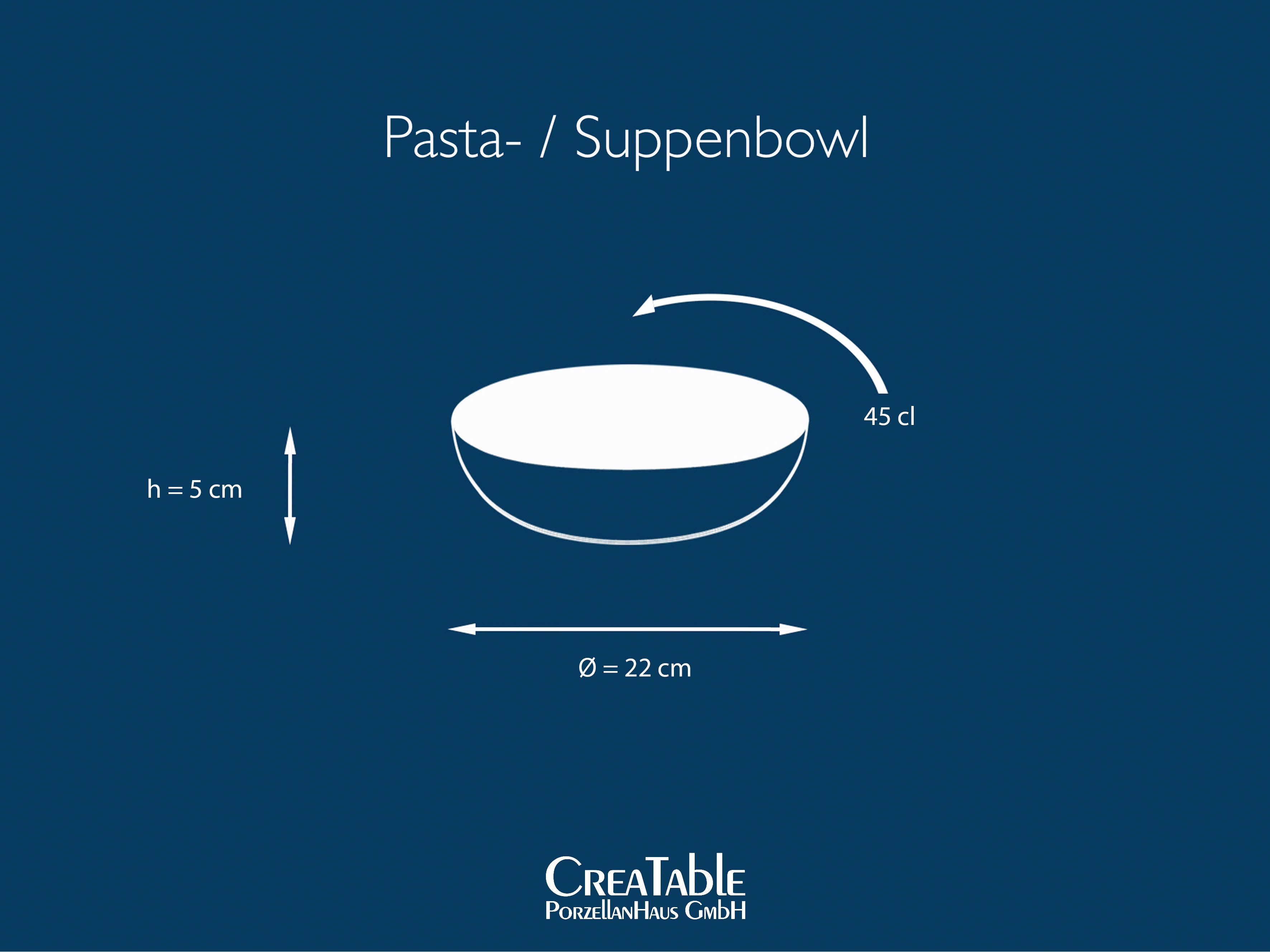 CreaTable Suppenteller Essteller NATURE COLLECTION, (6 St), Teller Set für 6 Personen, Ø 22 cm, Steinzeug, tiefe Teller