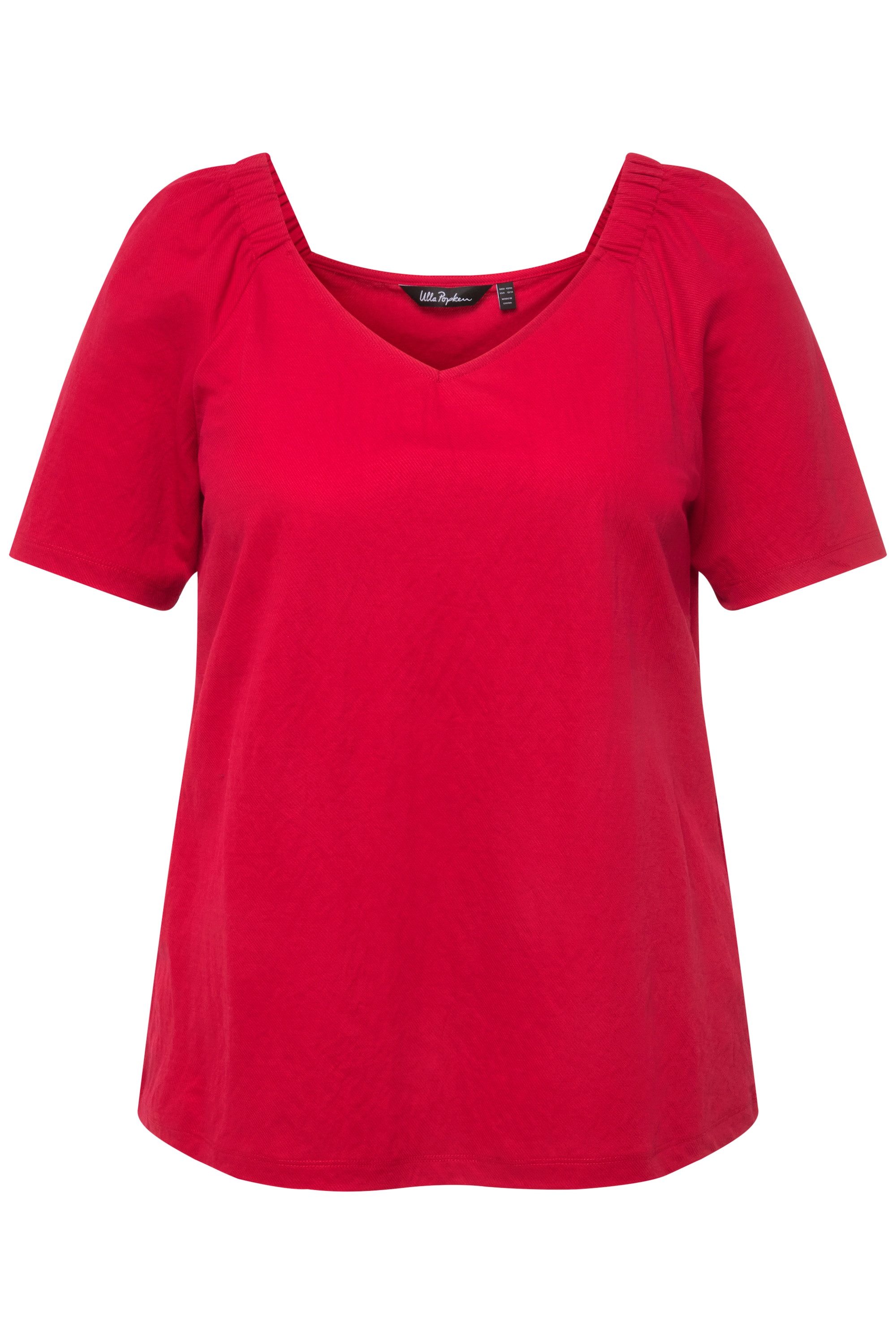 Ulla Popken T-Shirt Shirtbluse Kräuselungen V-Ausschnitt günstig online kaufen
