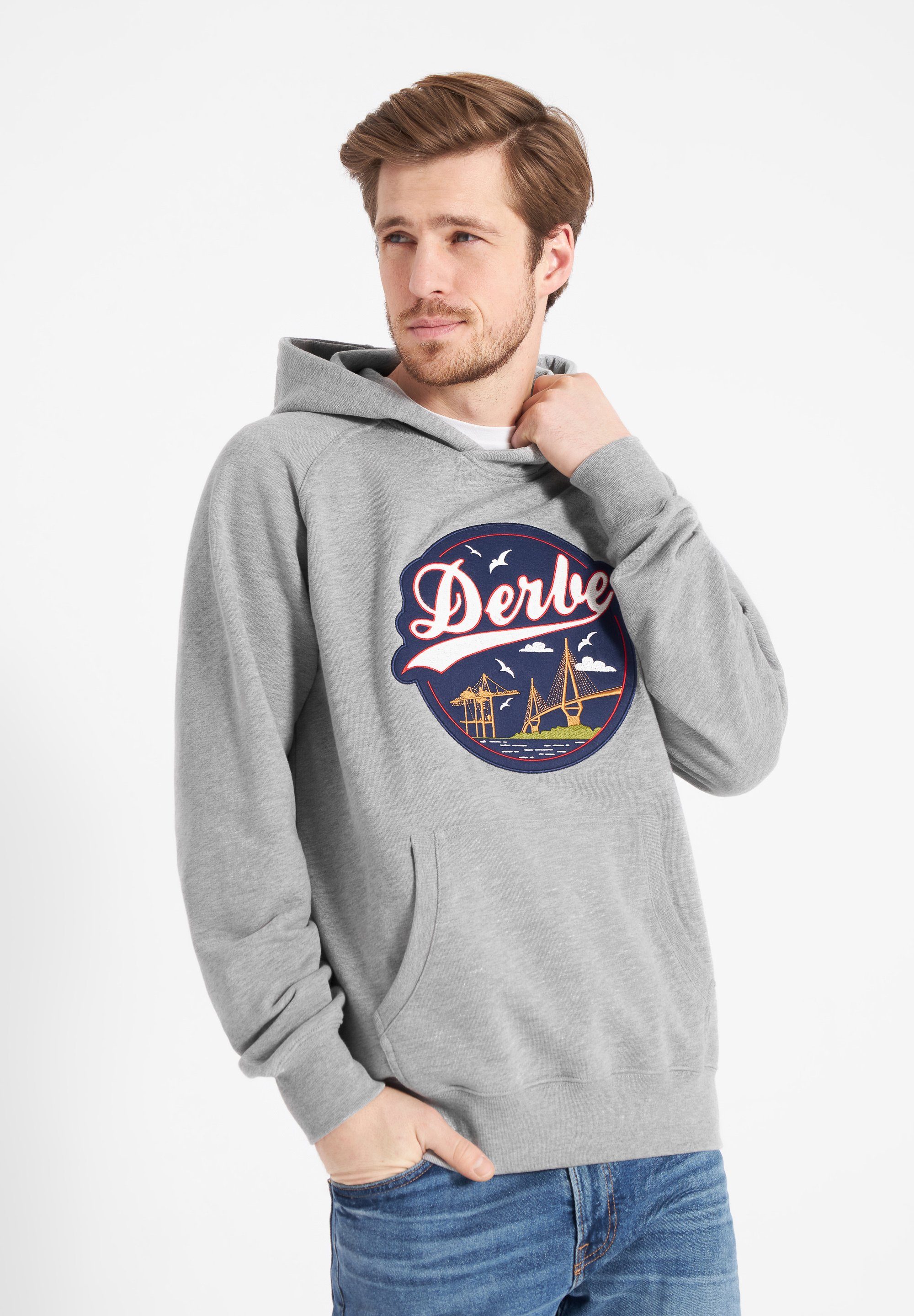 Derbe Sweatshirt Hafenbrücke Made in Portugal, French Terry, Elastischer  Bund/Saum