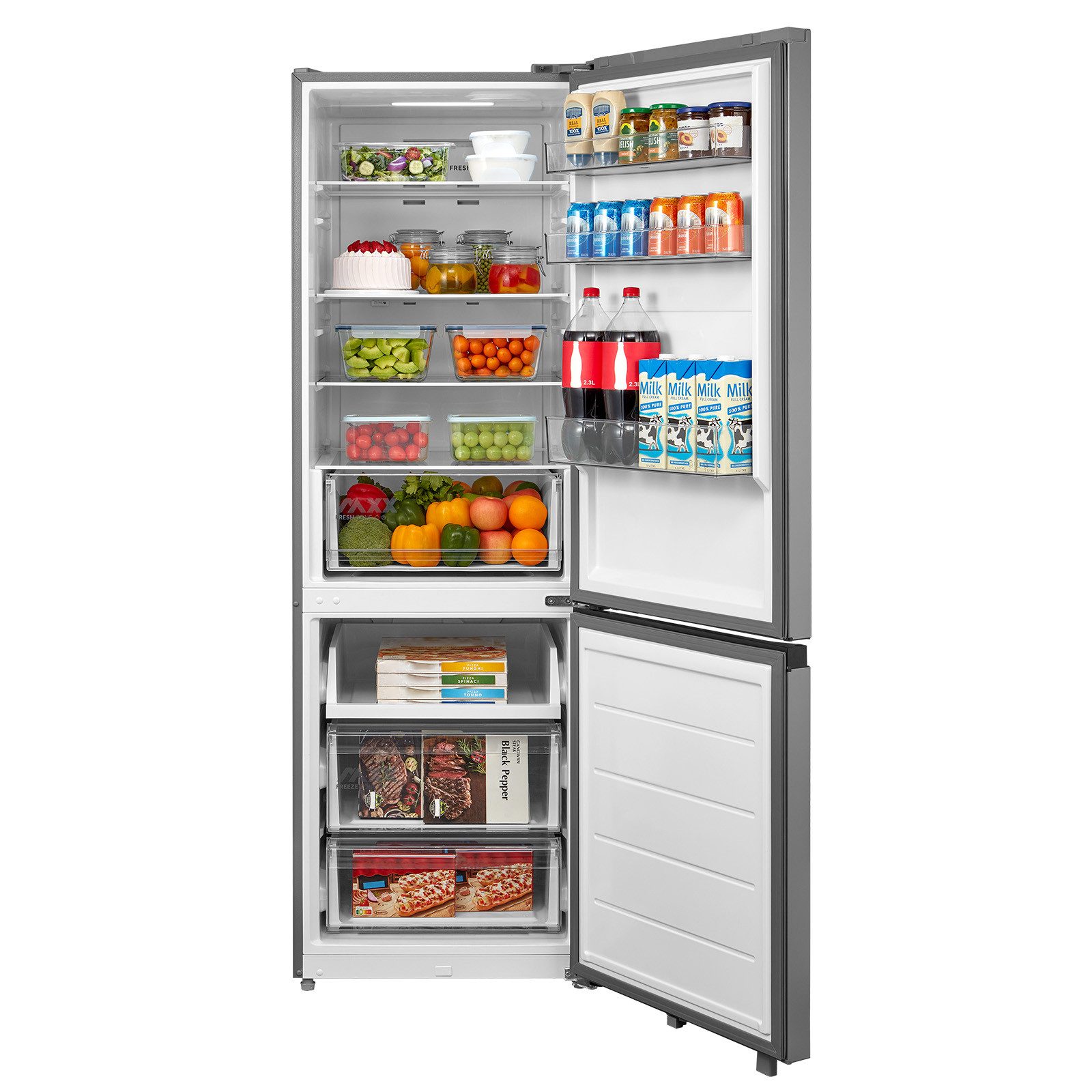 Midea Kühl-/Gefrierkombination SPACE MASTER MERB405MIC46, 186 cm hoch, 59,5 cm breit, Mehr Platz für Frische – mit extra viel Stauraum und NoFrost