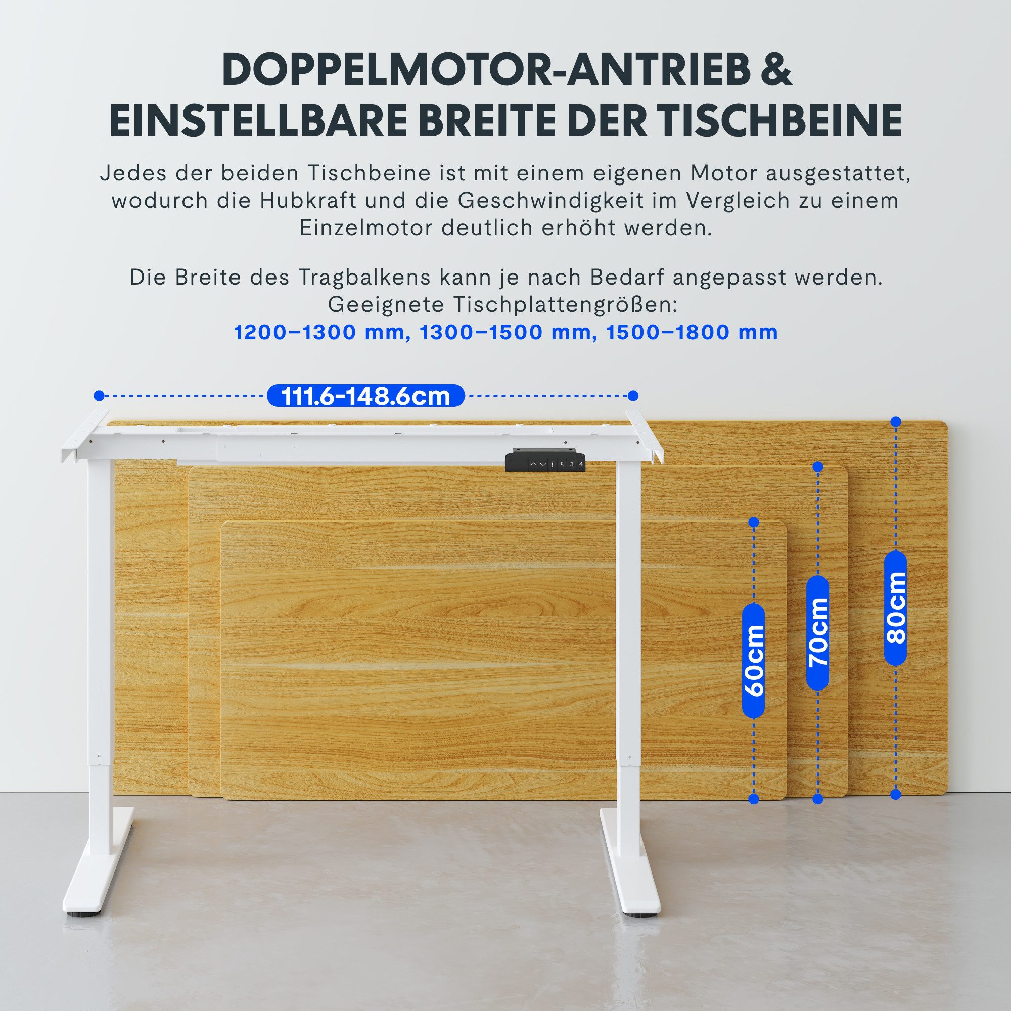 FLEXISPOT Schreibtisch höhenverstellbares Tischgestell inkl. praktischem Zubehör-Set (Dual-Motor & 2-Fach-Teleskop, ohne Tischplatte), Einfache Bedienung, Anti- – Bild 5 von 5