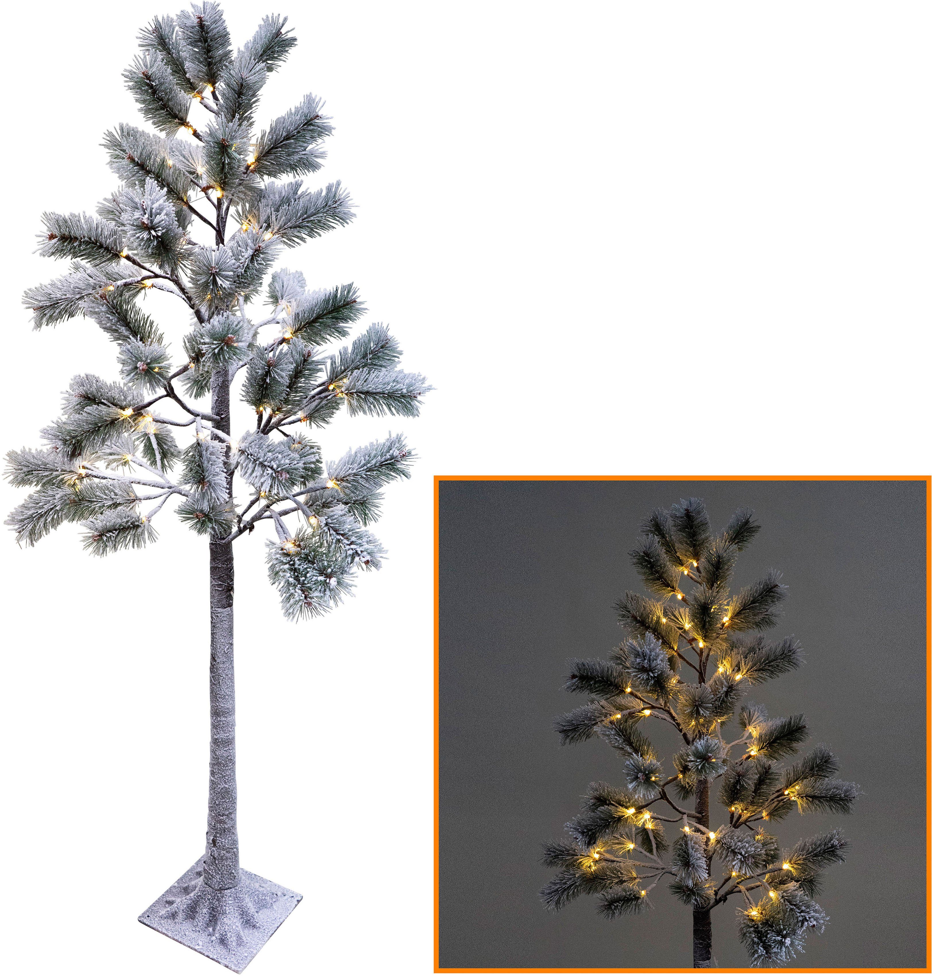 NOOR LIVING Dekolicht LED Kieferbaum mit Schnee, Weihnachtsdeko aussen, LED  fest integriert, Warmweiß, mit 72 LEDs, für den Außenbereich | Deckenlampen