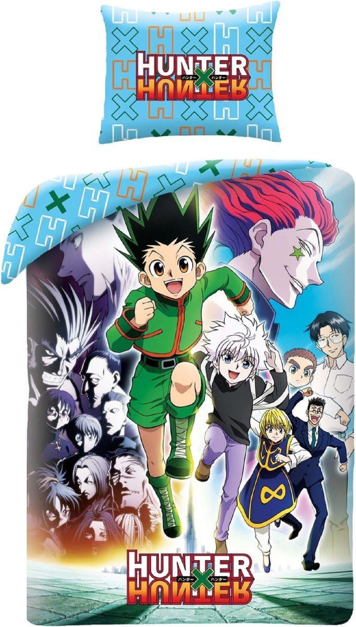 Hunter x Hunter Bettwäsche Set aus Mikrofaser 140 × 200 cm mit 70 × 90 cm Kissenbezug, Mikrofaser, 1 teilig