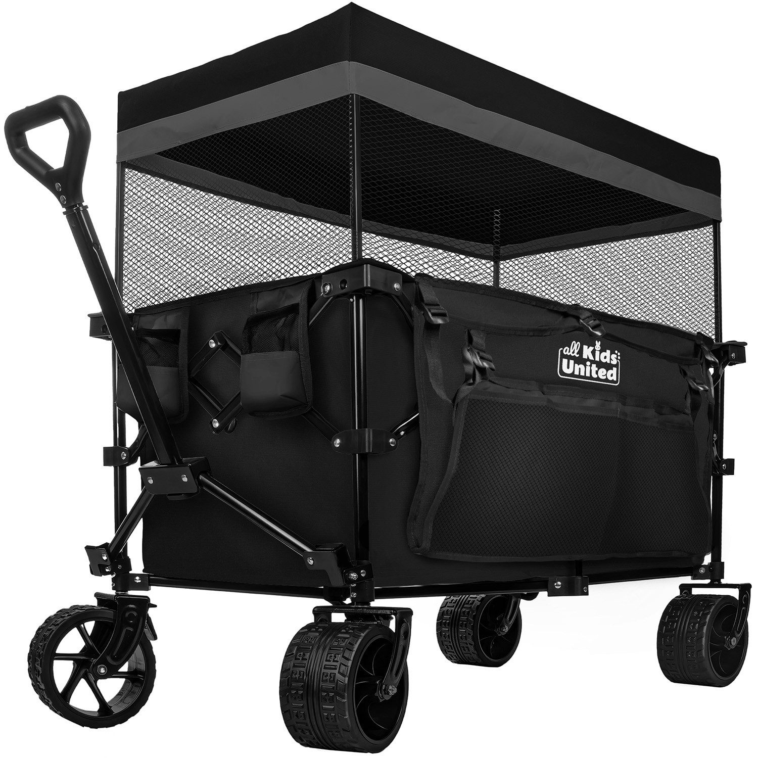 all Kids United Bollerwagen All Kids United Faltbarer Bollerwagen – 90 L, 150 kg, Strand & Garten (Handwagen Transportkarre mit Bremse, Verstellbarer Griff), für Strand, Garten & Outdoor